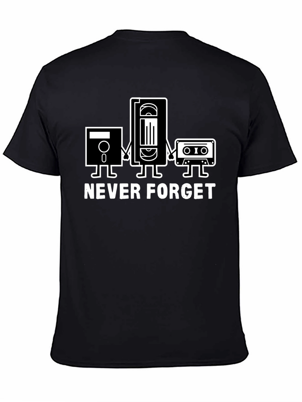Retro Media Black T-Shirt - Never Forget