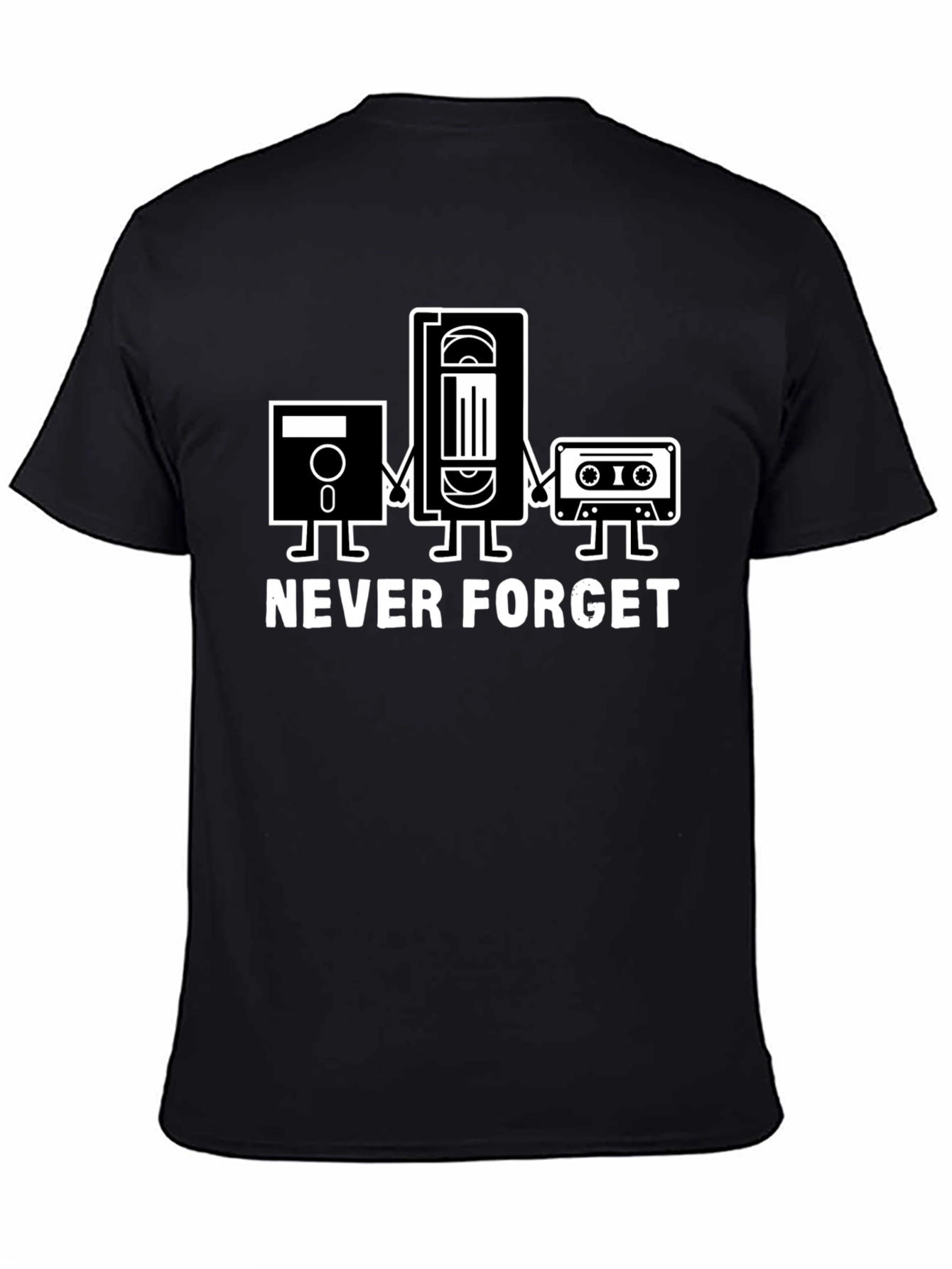 Retro Media Black T-Shirt - Never Forget