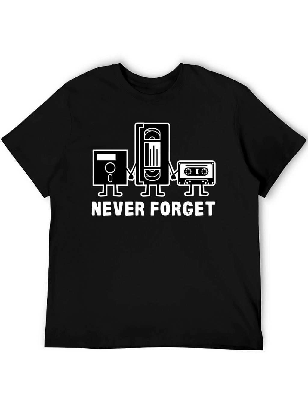 Retro Media Black T-Shirt - Never Forget