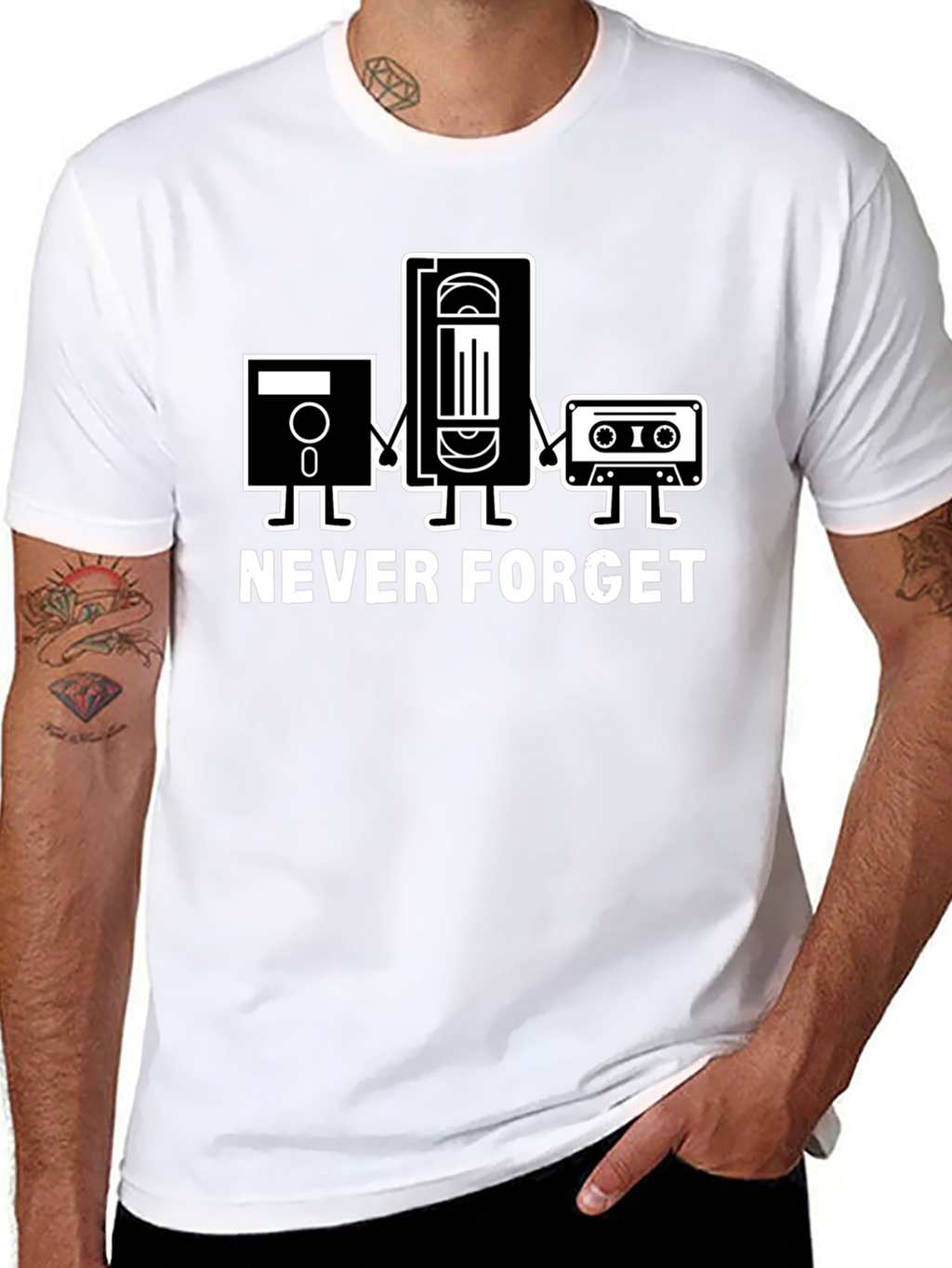 Retro Media Black T-Shirt - Never Forget