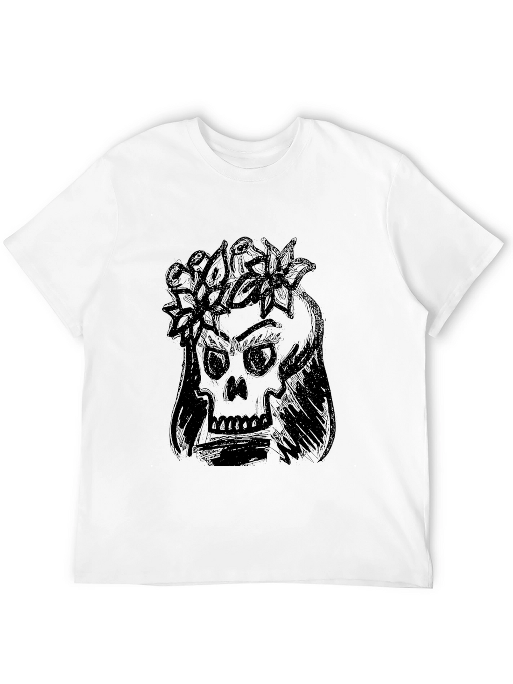 Skull with Flowers Graphic Tee