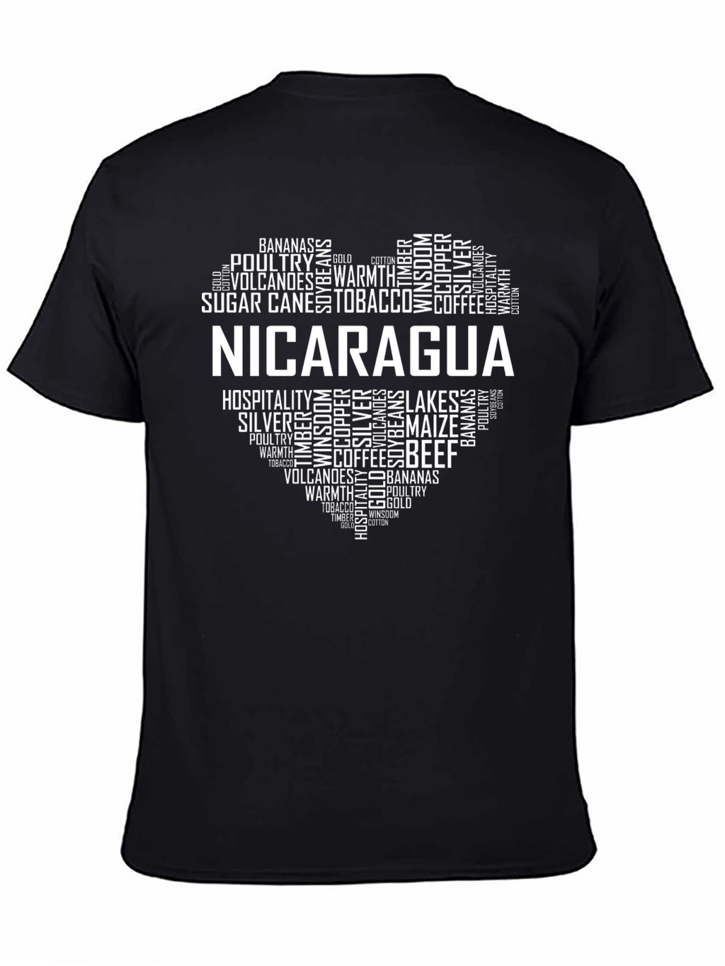 Nicaragua Pride Heart Word Art Graphic T-Shirt