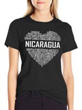 Nicaragua Pride Heart Word Art Graphic T-Shirt