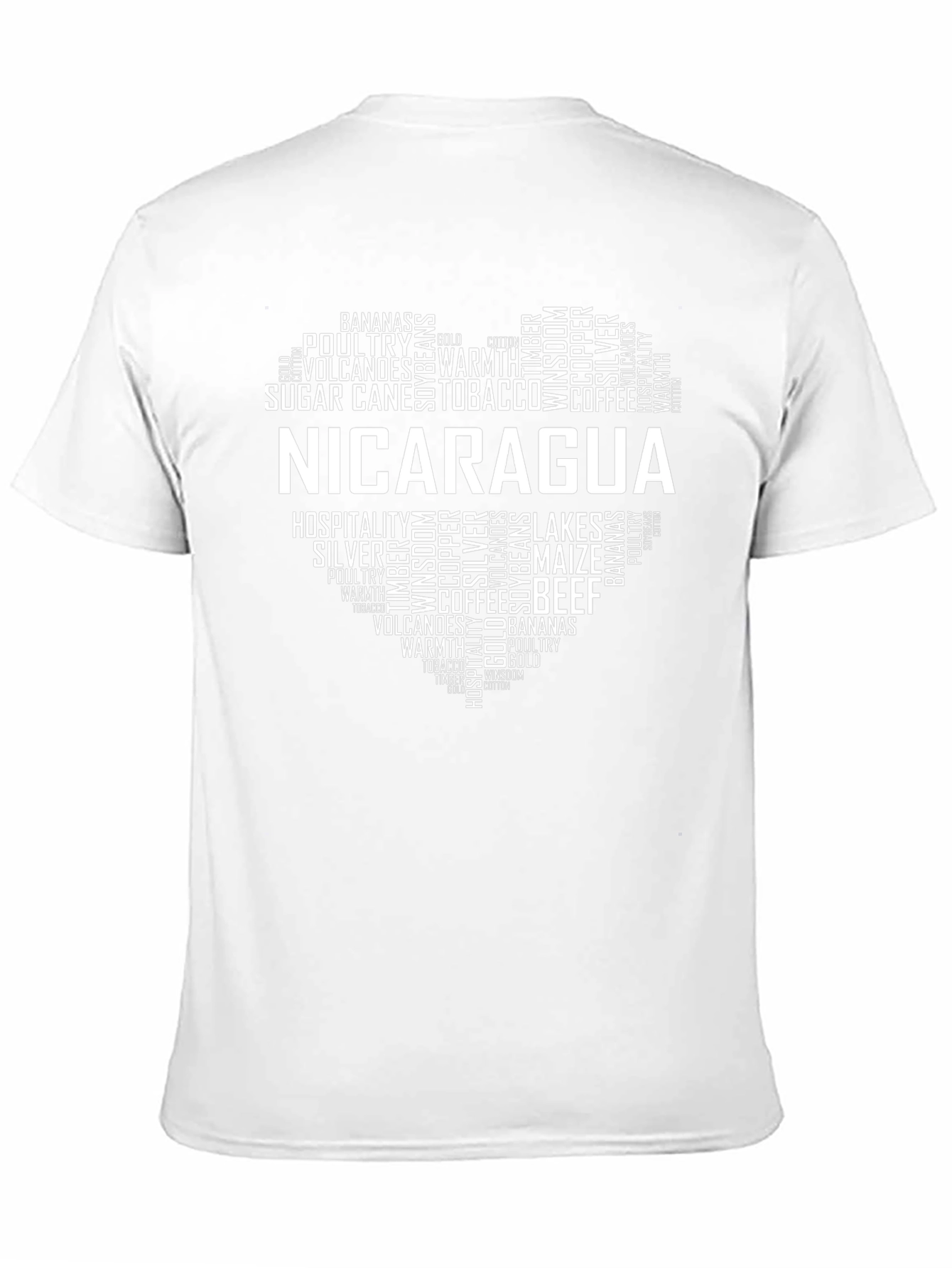 Nicaragua Pride Heart Word Art Graphic T-Shirt
