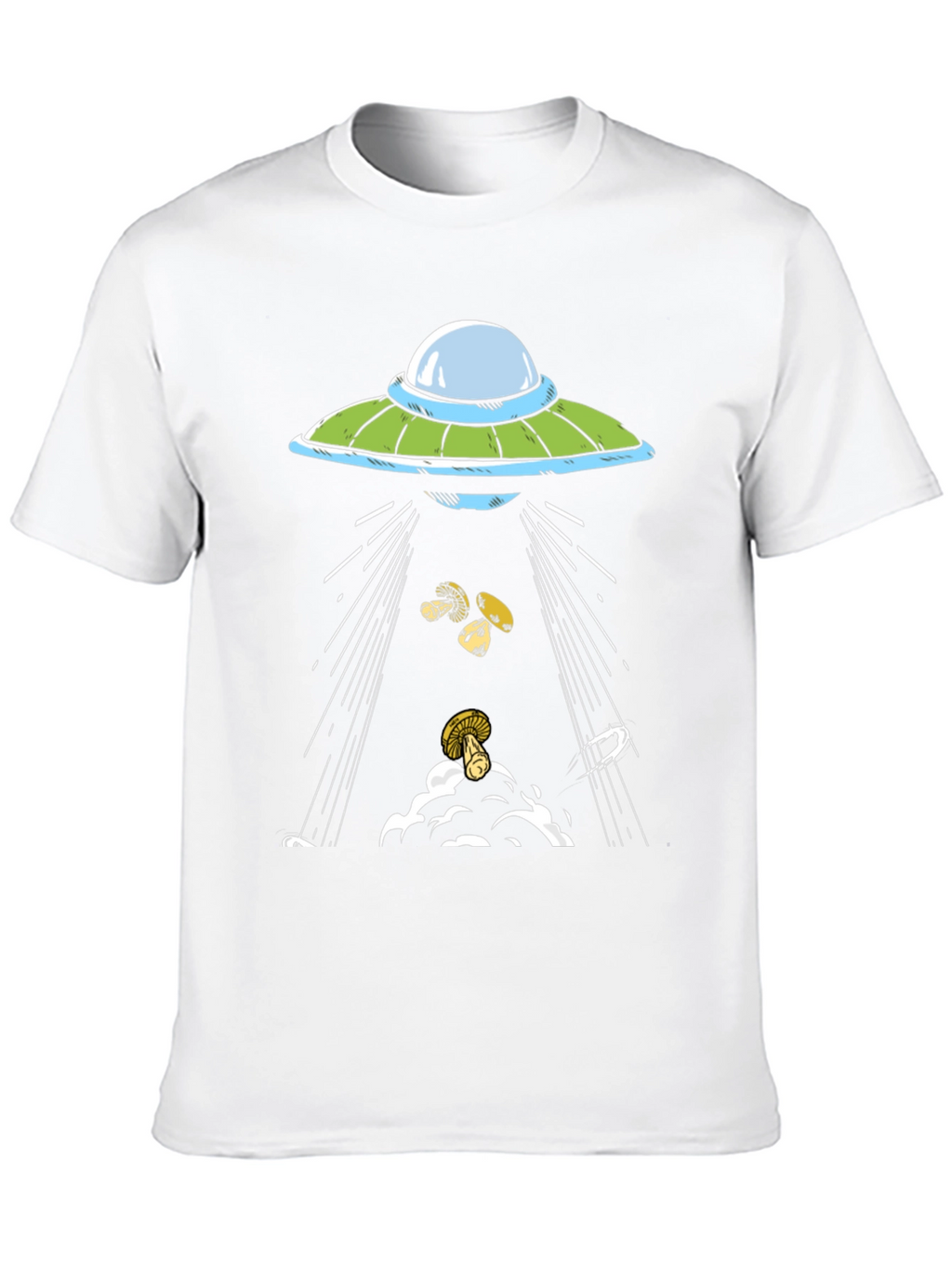 UFO Abduction Mushrooms Black Graphic Tee