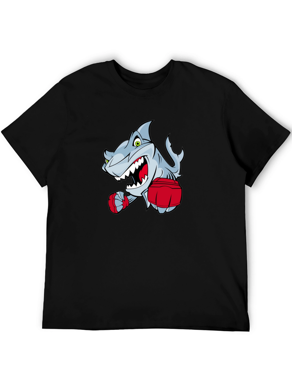 Cartoon Shark Boxer Graphic T-Shirt