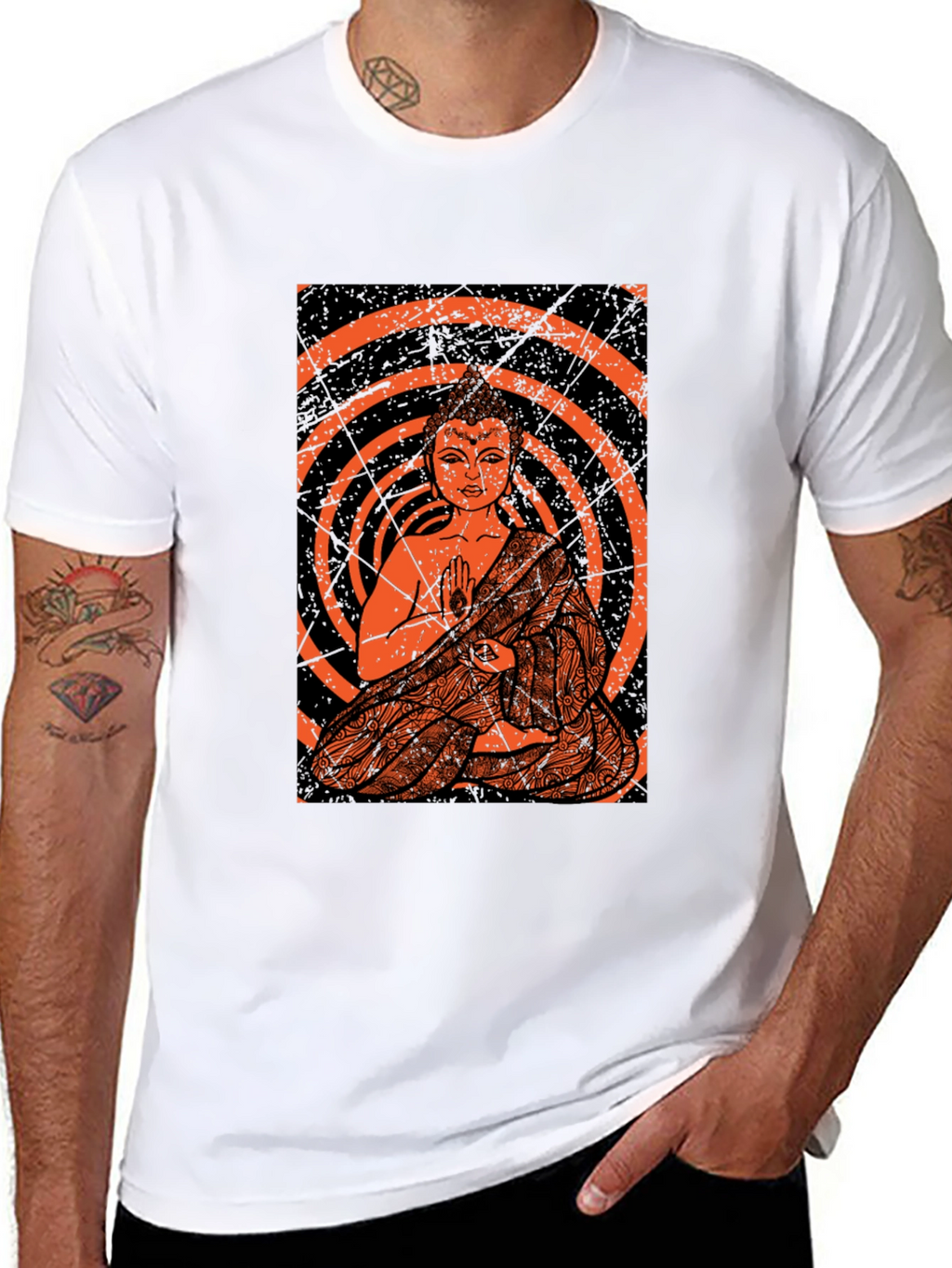 Buddha Graphic Print Black T-Shirt