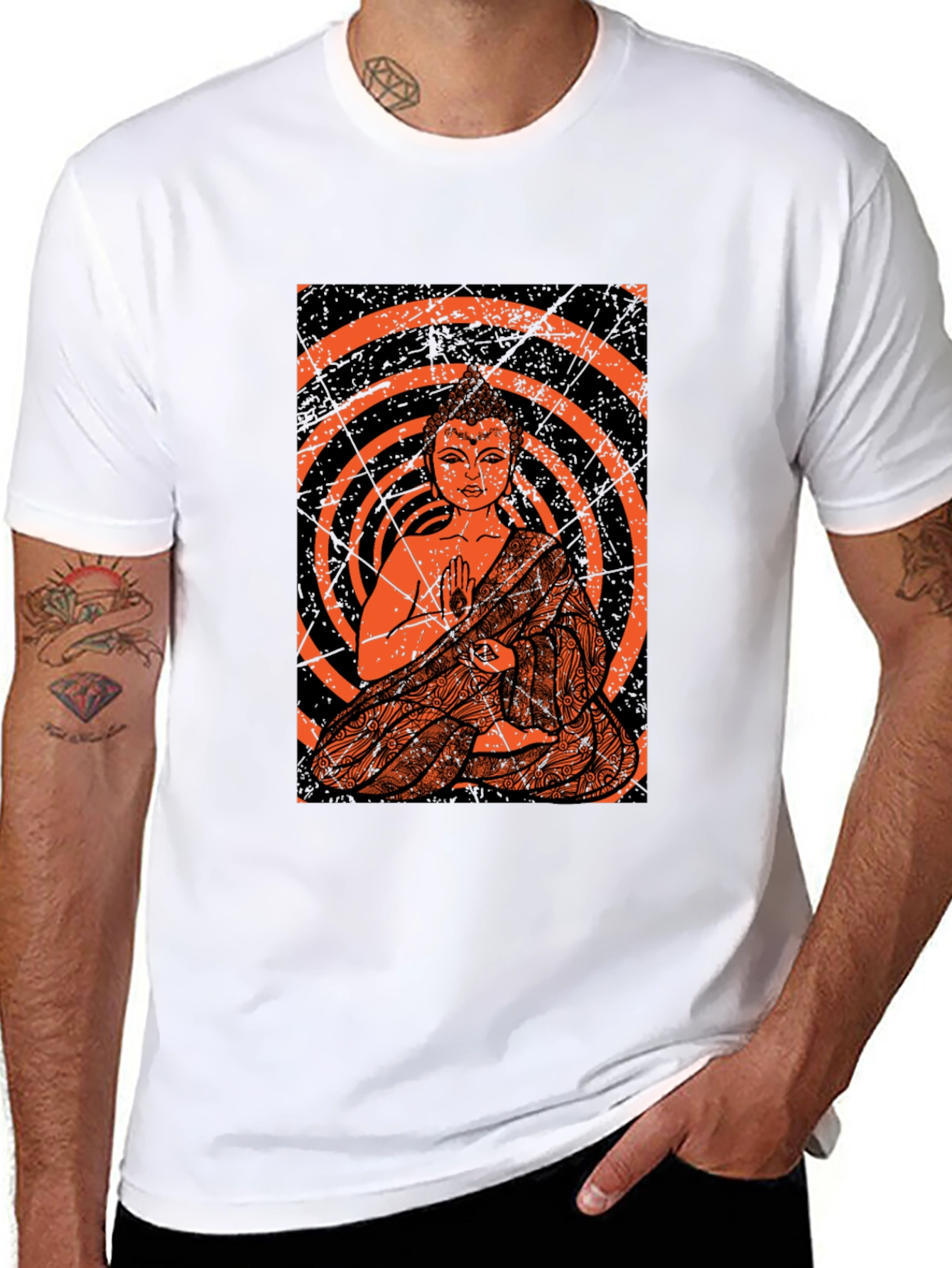Buddha Graphic Print Black T-Shirt