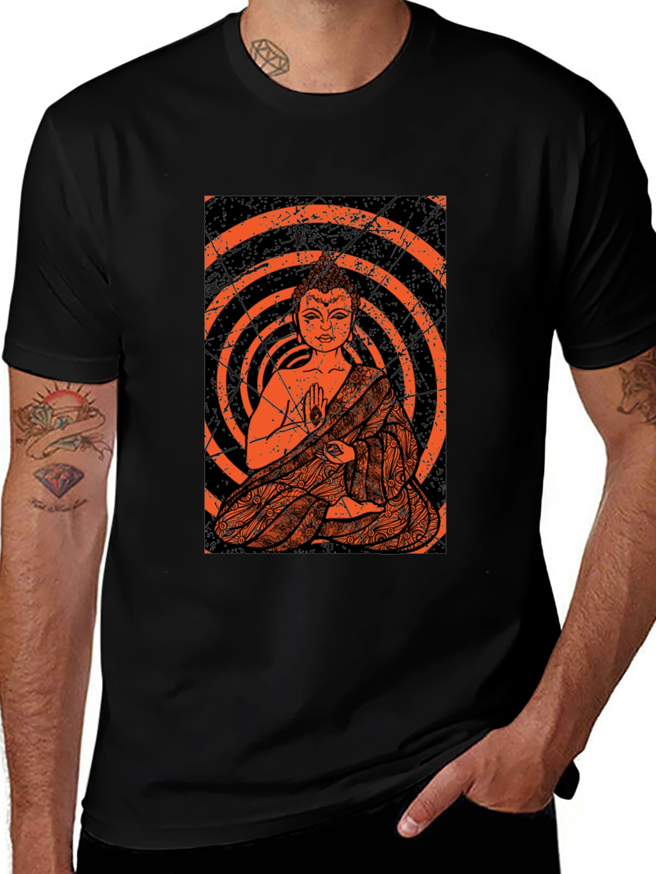 Buddha Graphic Print Black T-Shirt