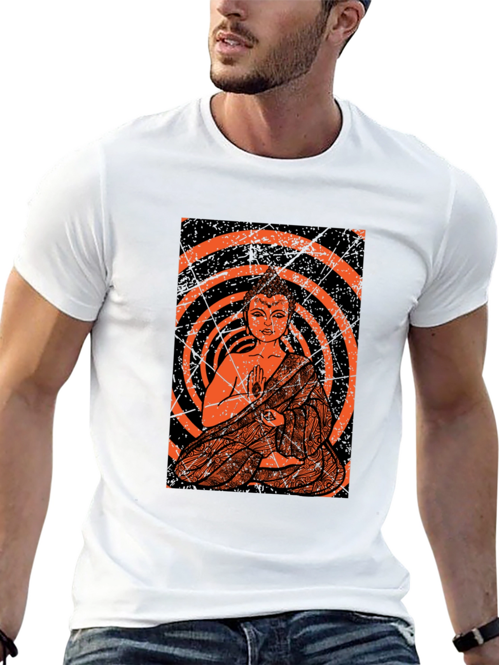 Buddha Graphic Print Black T-Shirt