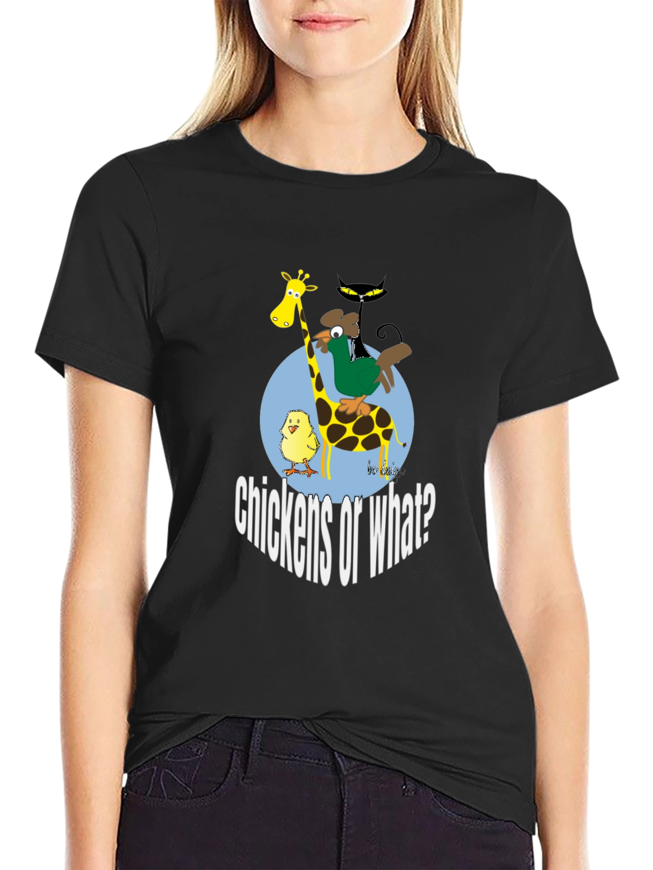 Chickens or What? Graphic Print T-Shirt