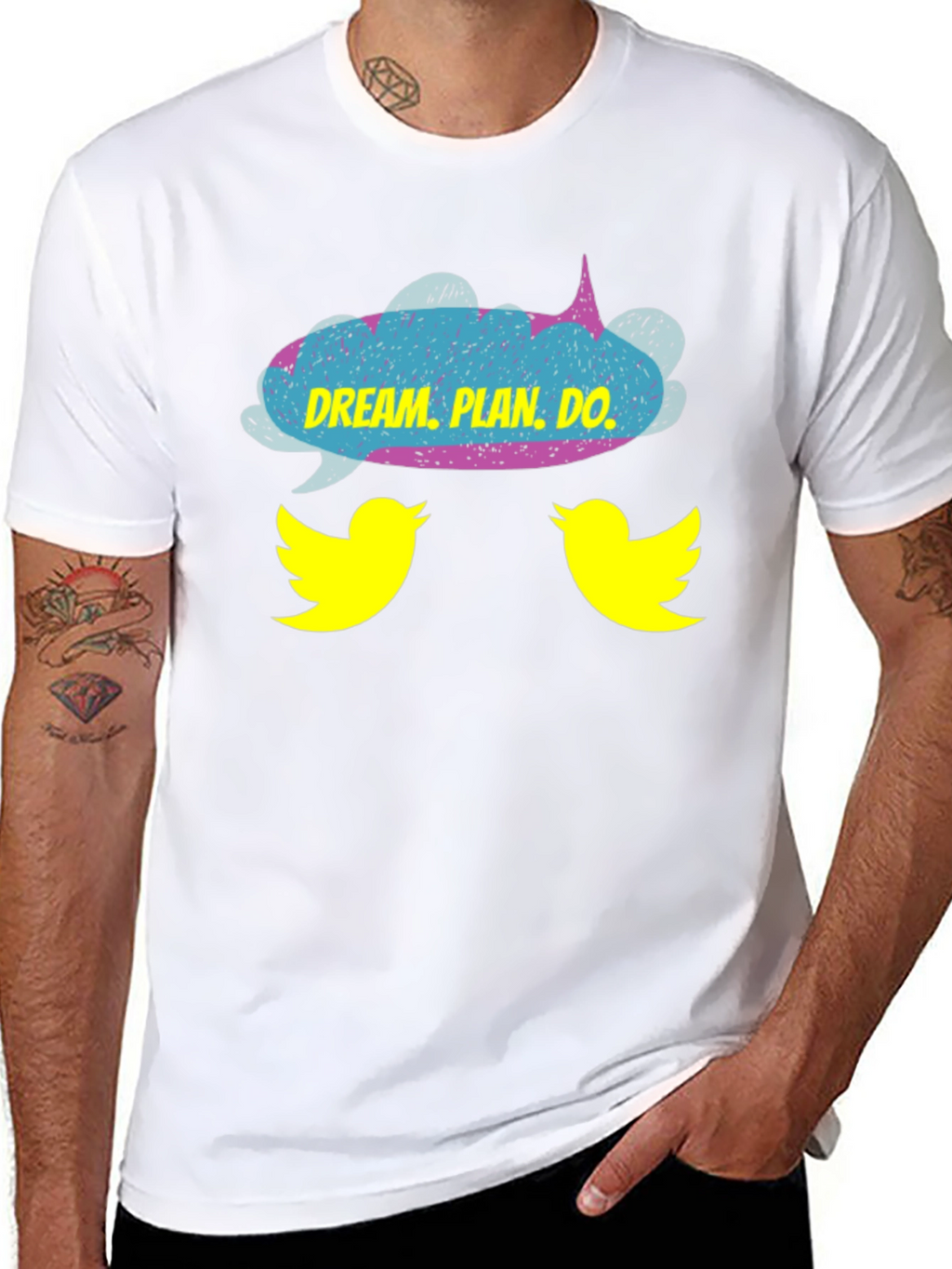 Dream Plan Do T-Shirt with Bird Design