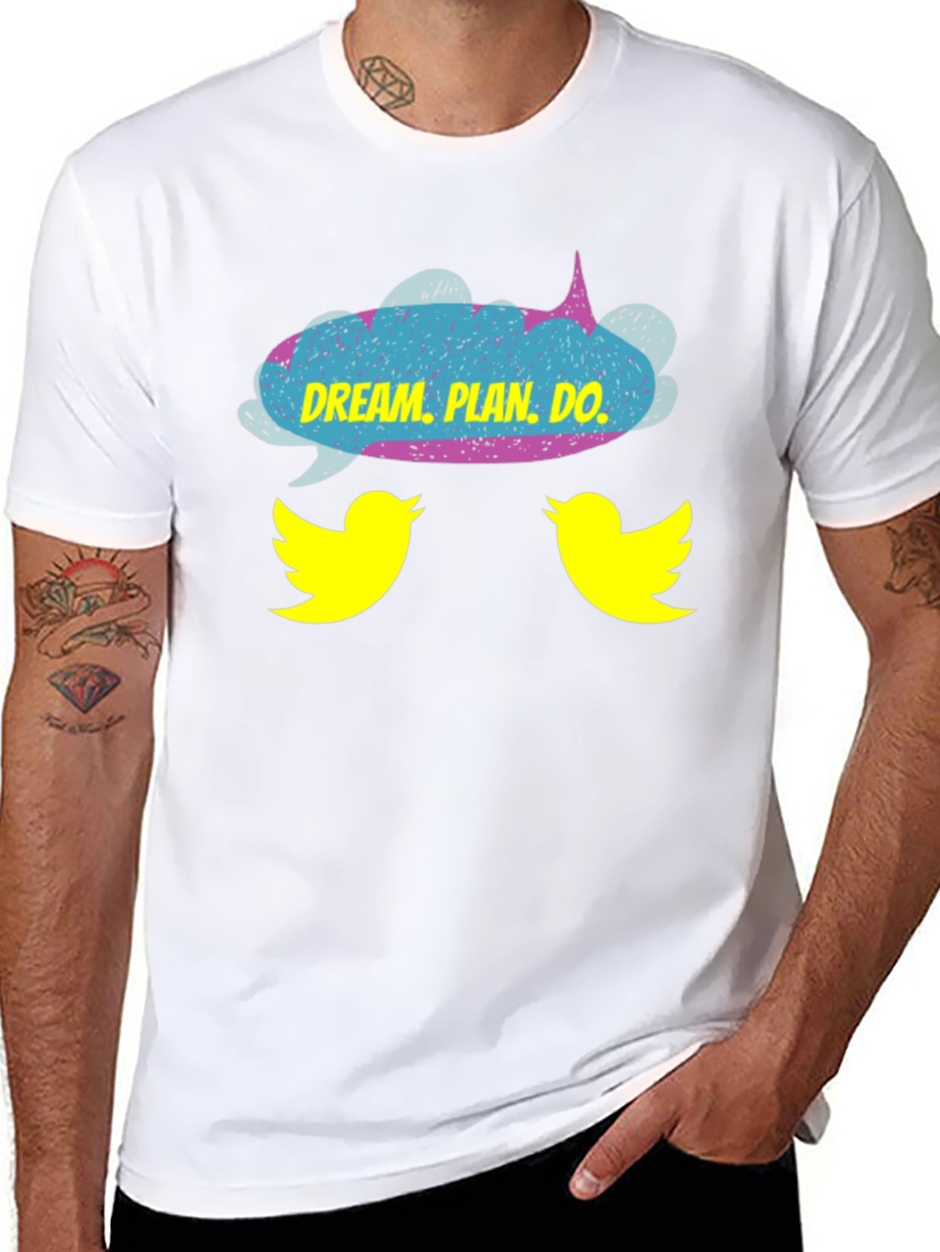 Dream Plan Do T-Shirt with Bird Design