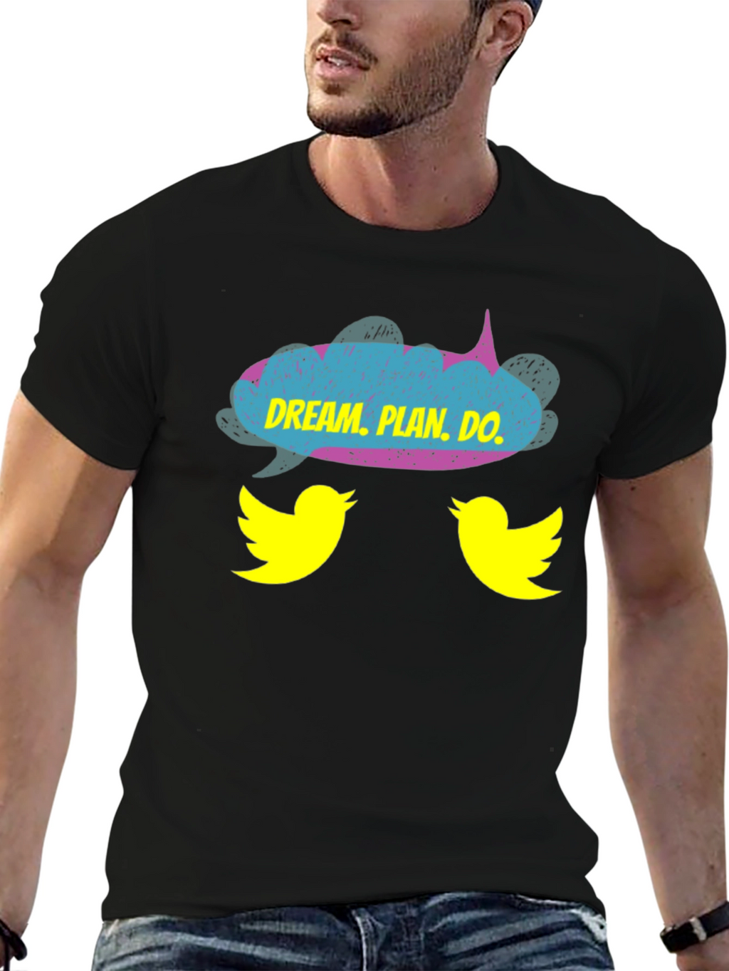 Dream Plan Do T-Shirt with Bird Design