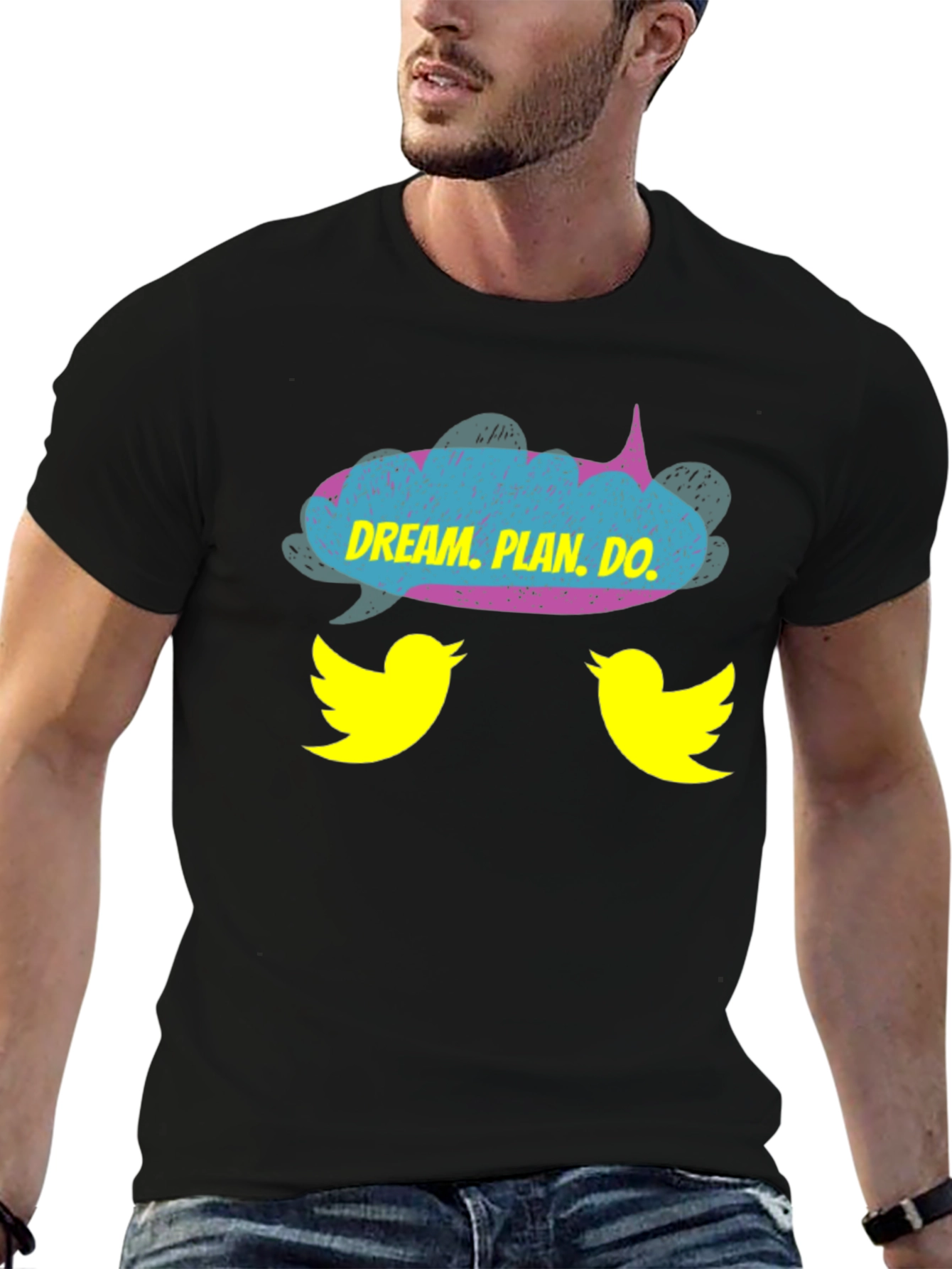 Dream Plan Do T-Shirt with Bird Design