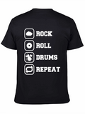 Rock Roll Drums Repeat T-Shirt - Musician Gift