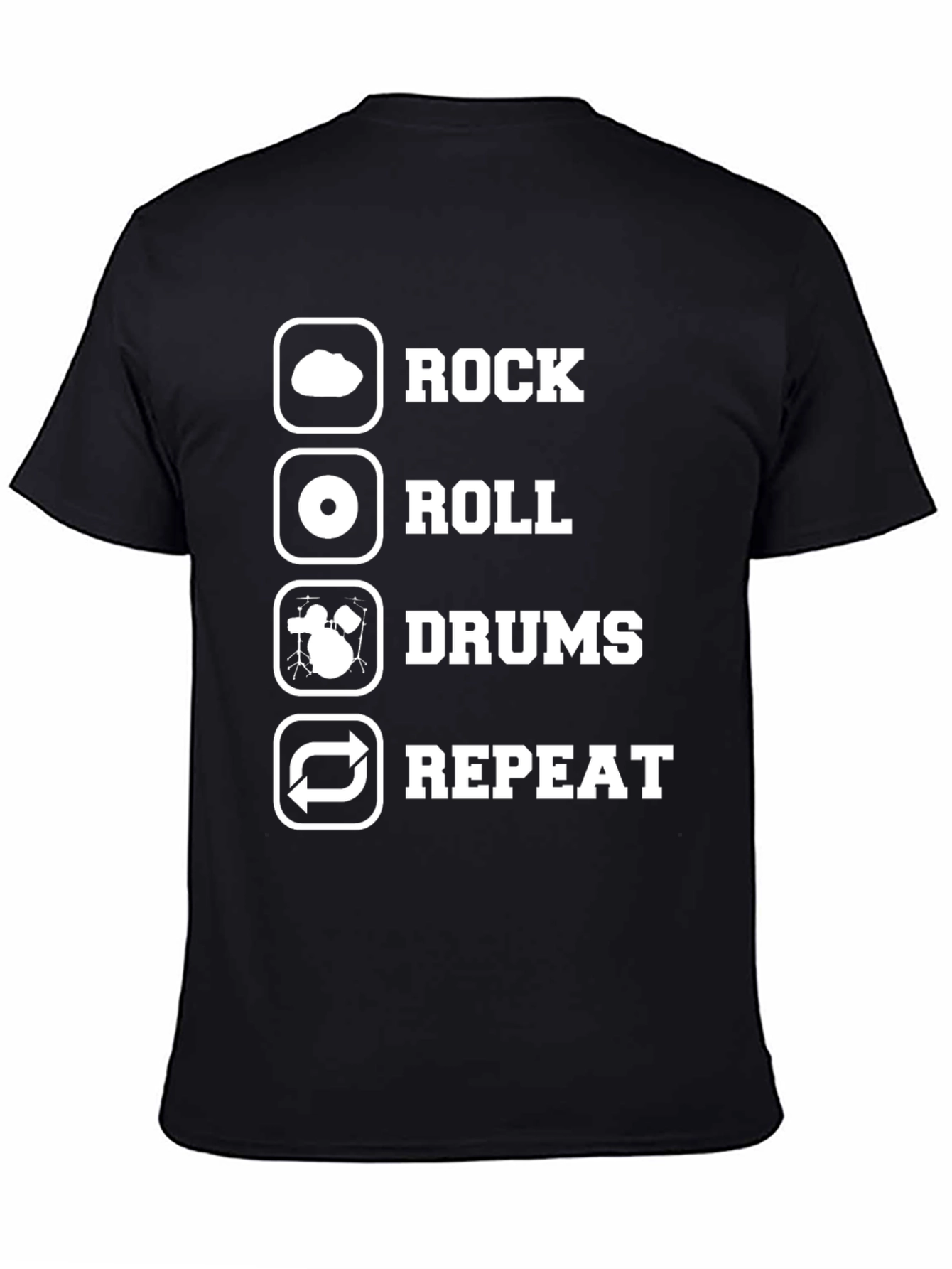 Rock Roll Drums Repeat T-Shirt - Musician Gift