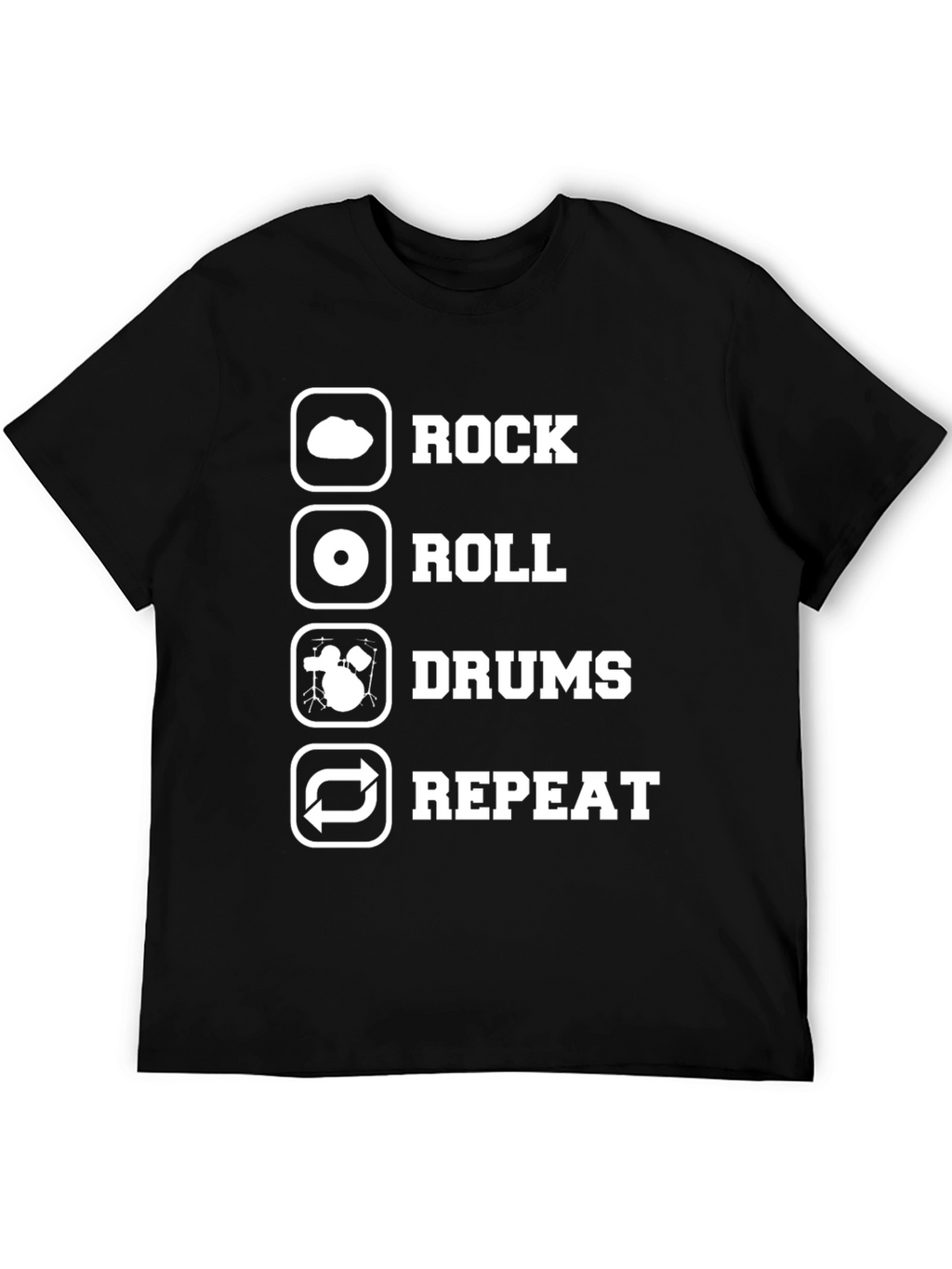Rock Roll Drums Repeat T-Shirt - Musician Gift