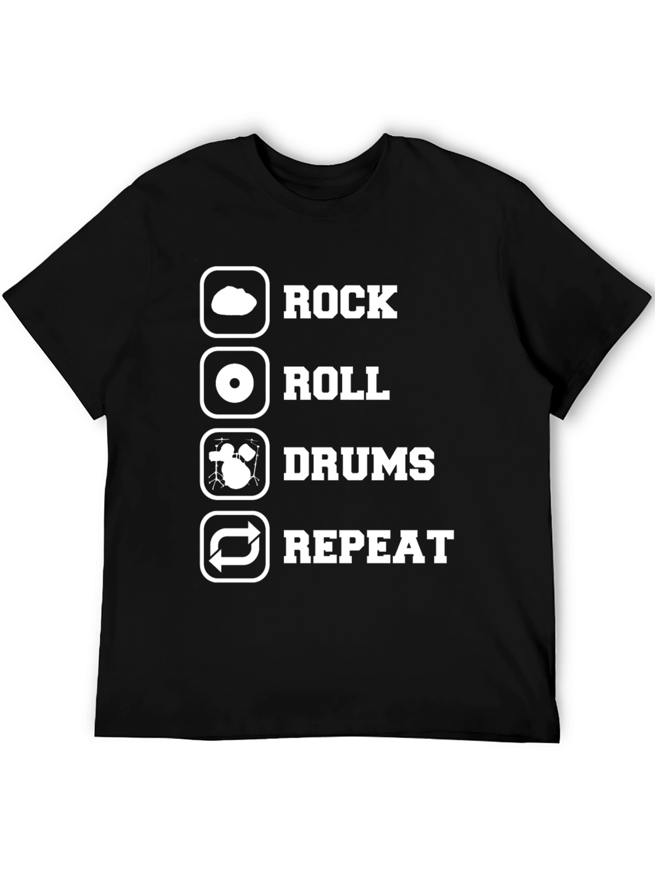 Rock Roll Drums Repeat T-Shirt - Musician Gift