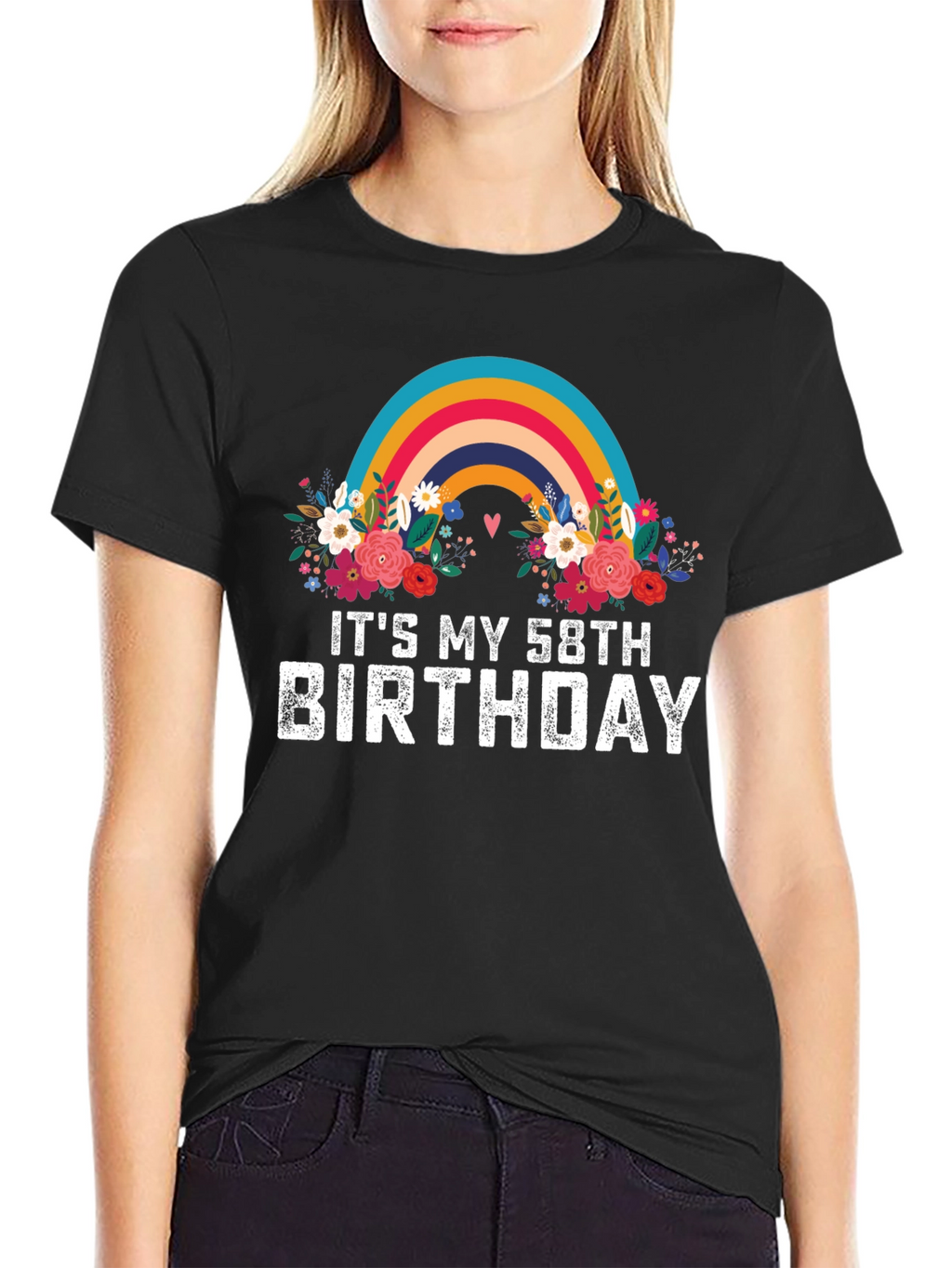 58th Birthday Rainbow Floral T-Shirt