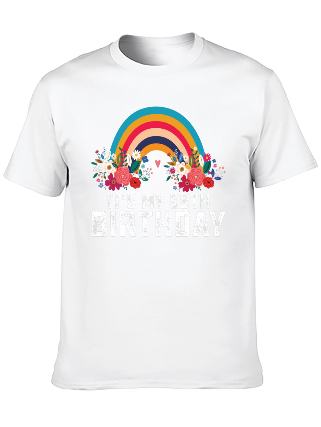 58th Birthday Rainbow Floral T-Shirt