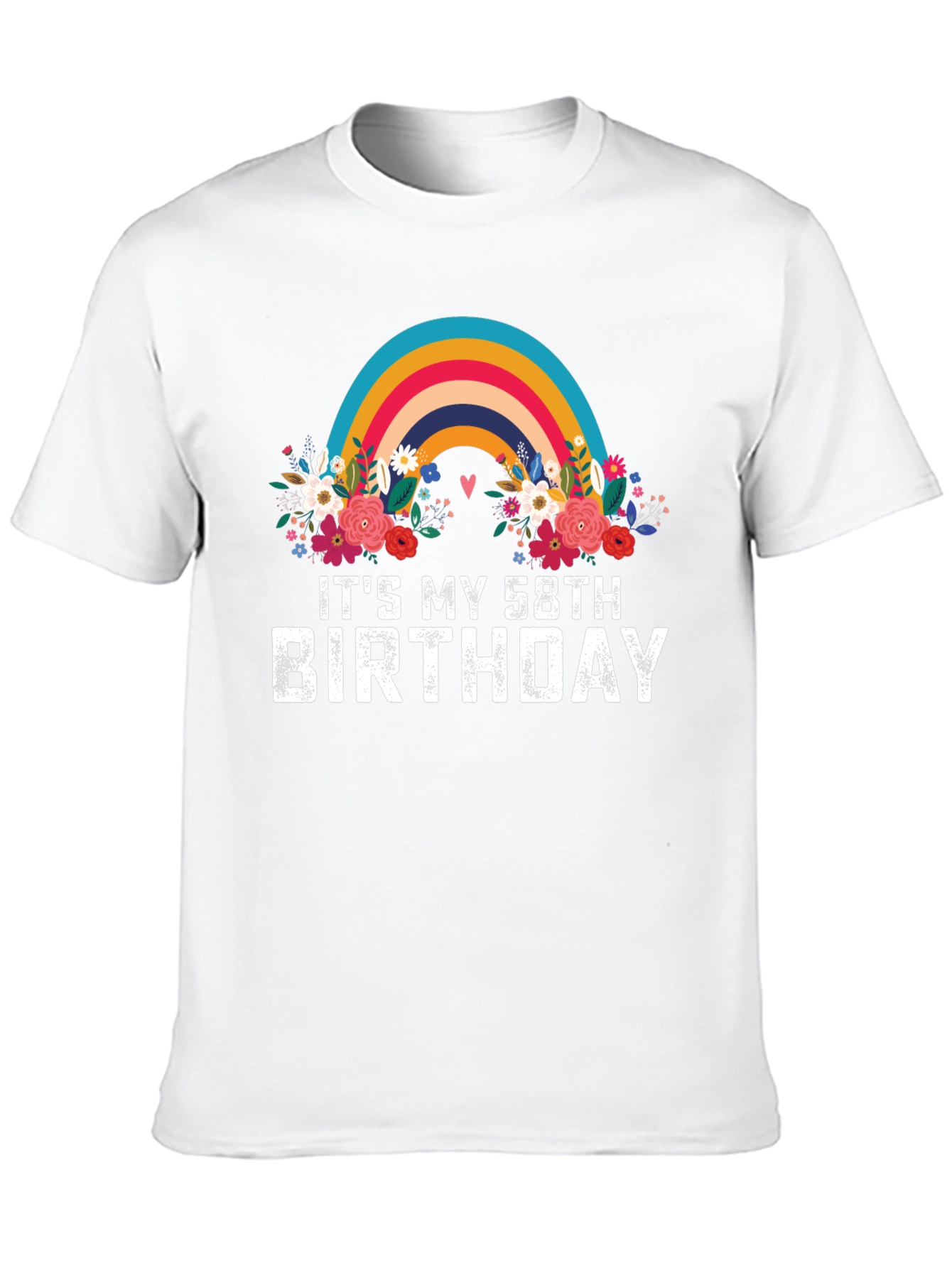 58th Birthday Rainbow Floral T-Shirt