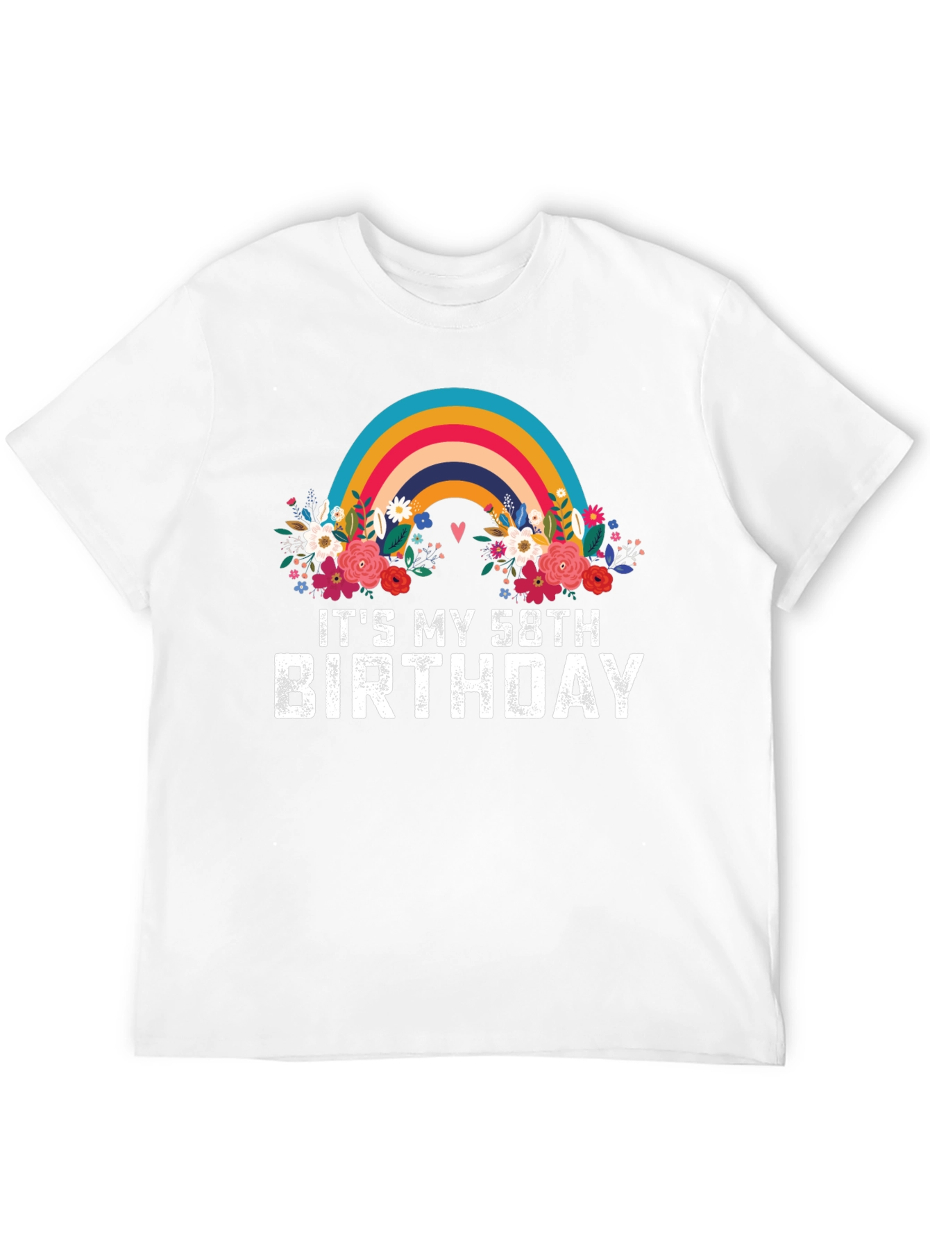 58th Birthday Rainbow Floral T-Shirt