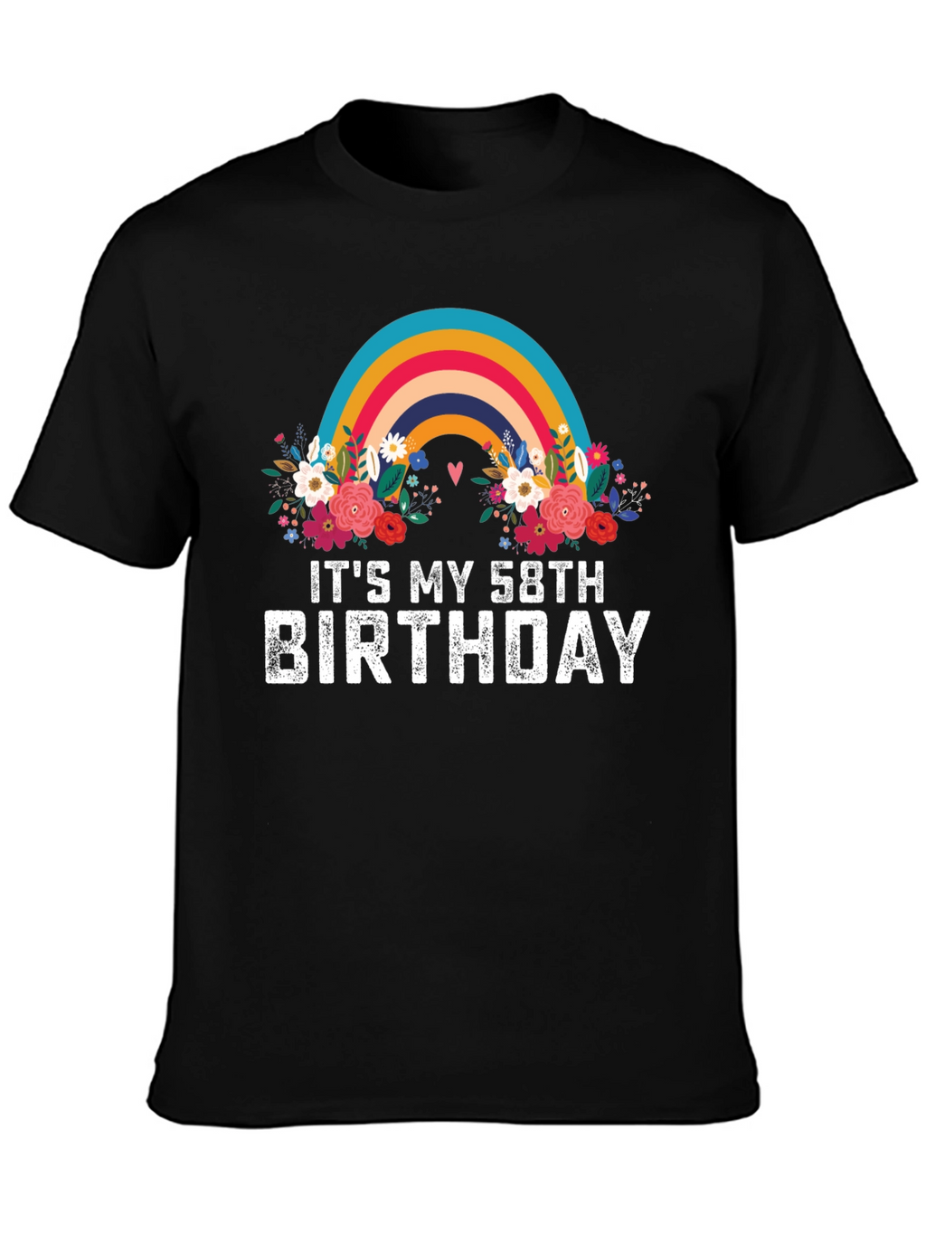58th Birthday Rainbow Floral T-Shirt