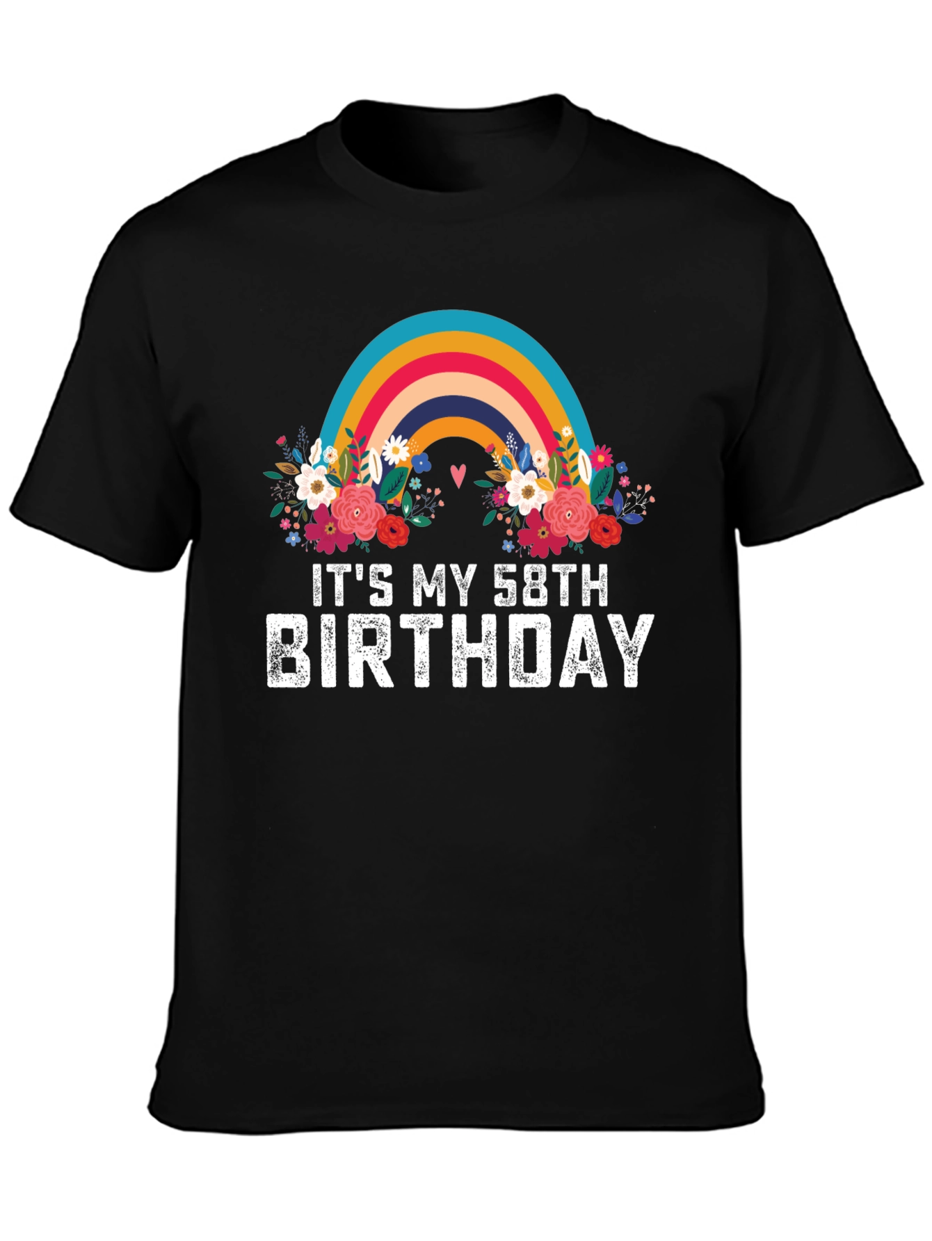 58th Birthday Rainbow Floral T-Shirt