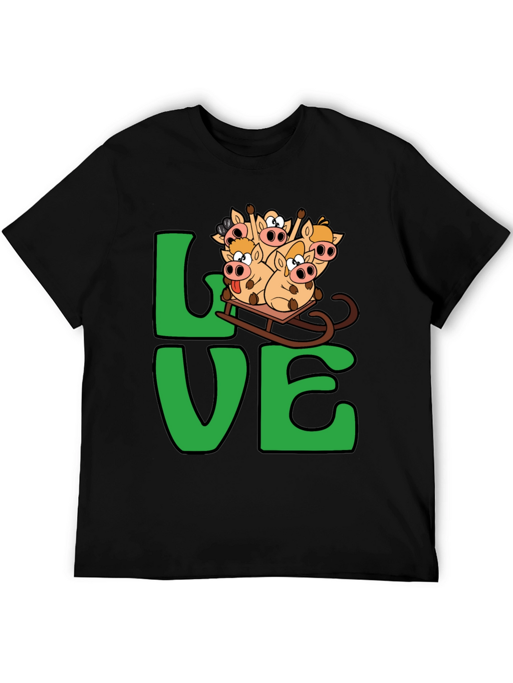 Funny Pig Sleigh Ride Graphic Tee - Holiday Love!