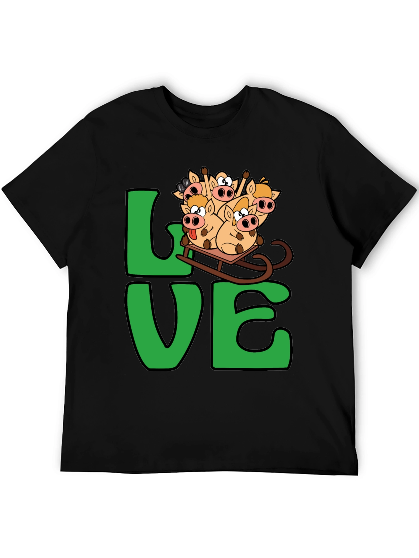 Funny Pig Sleigh Ride Graphic Tee - Holiday Love!