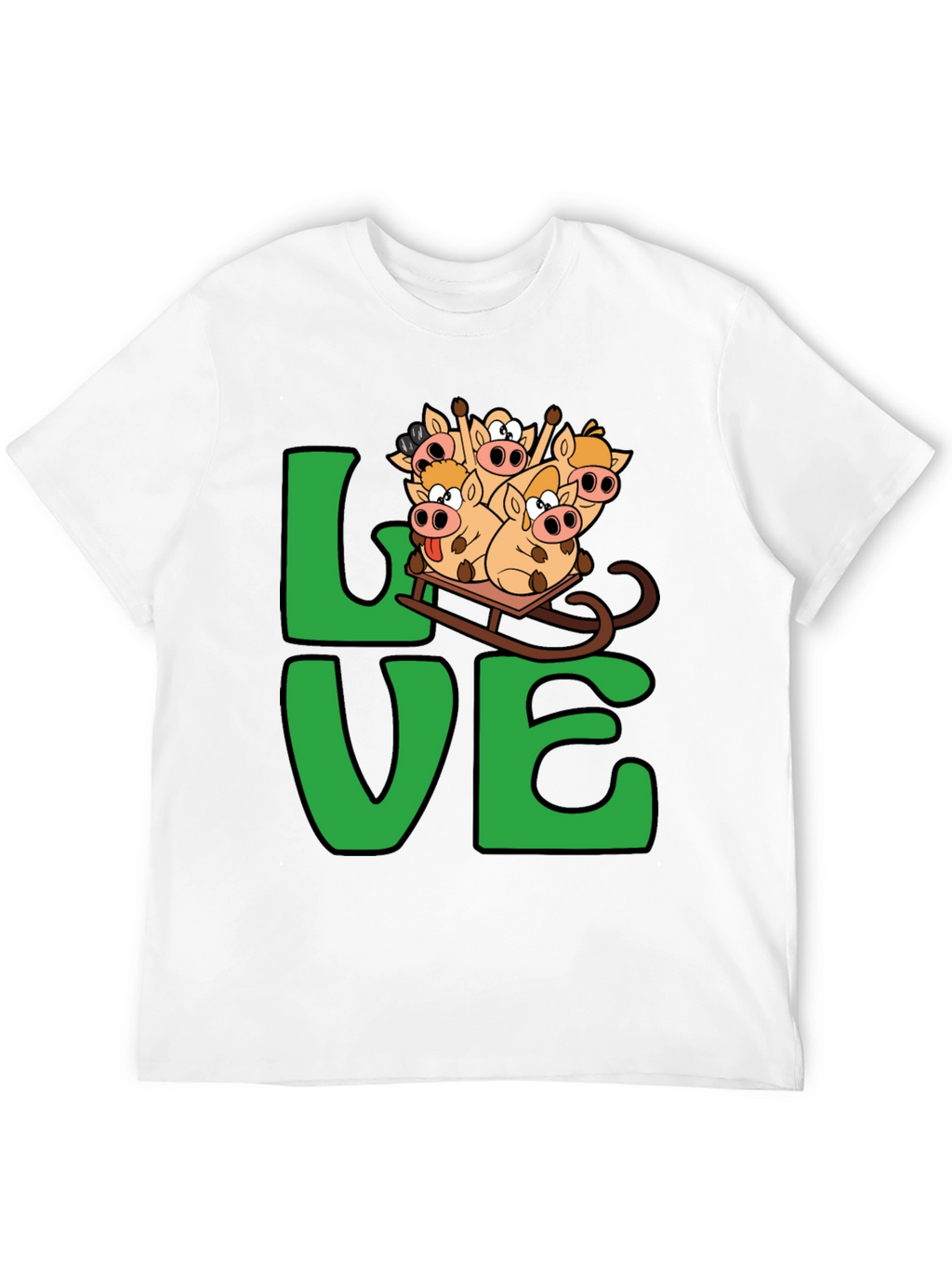 Funny Pig Sleigh Ride Graphic Tee - Holiday Love!
