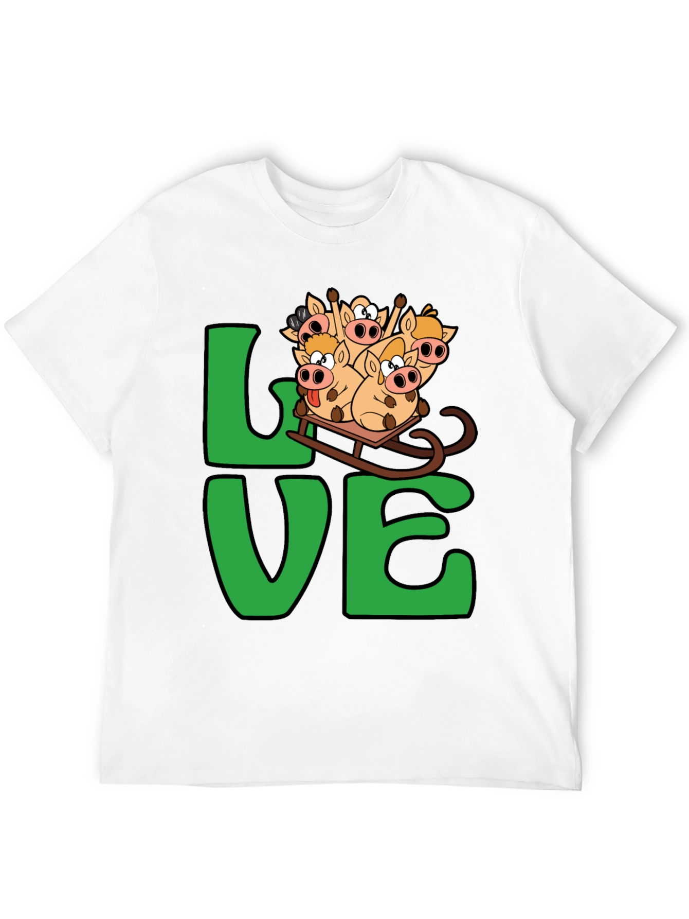 Funny Pig Sleigh Ride Graphic Tee - Holiday Love!