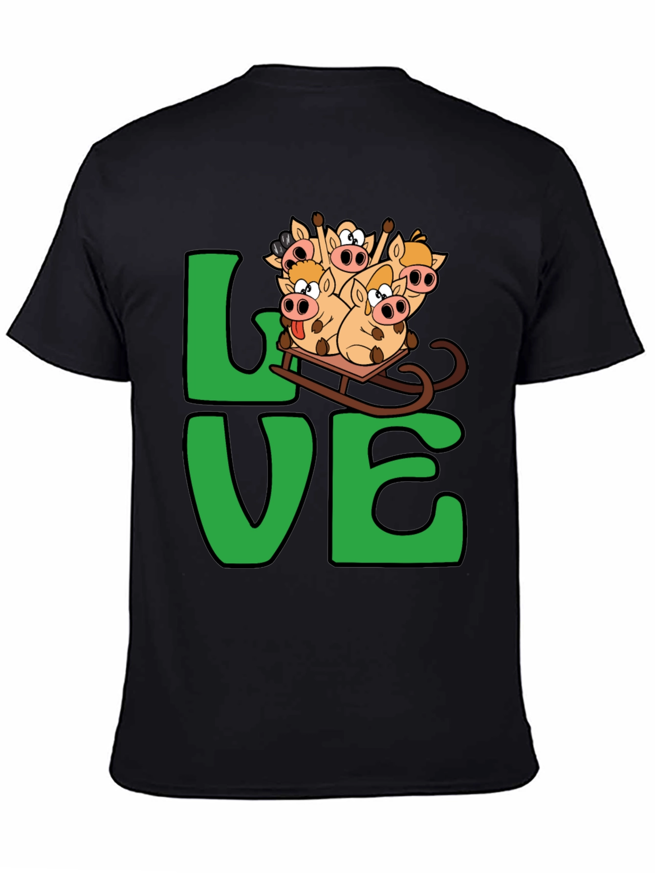 Funny Pig Sleigh Ride Graphic Tee - Holiday Love!