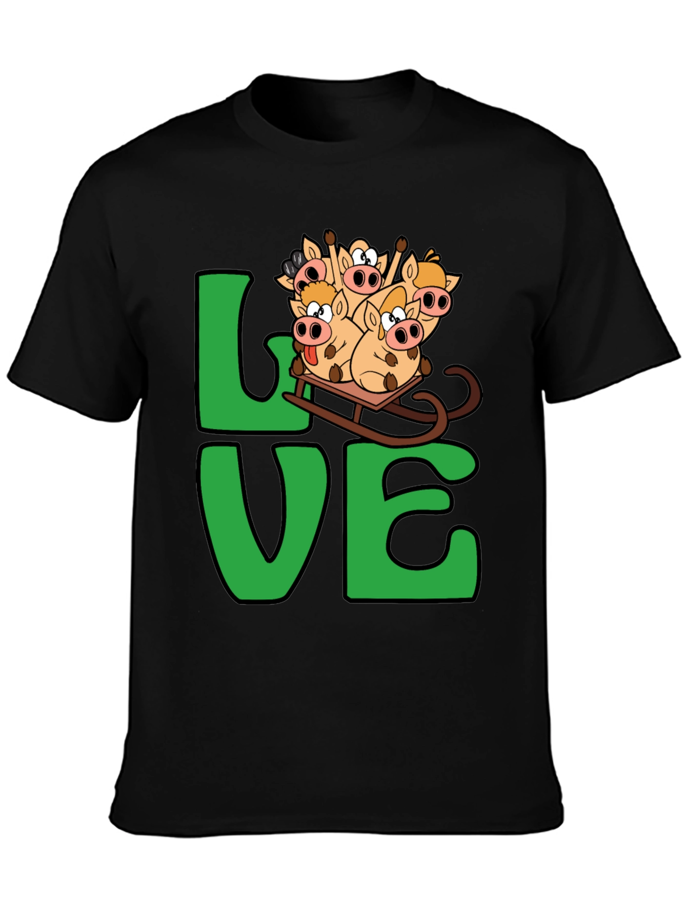 Funny Pig Sleigh Ride Graphic Tee - Holiday Love!