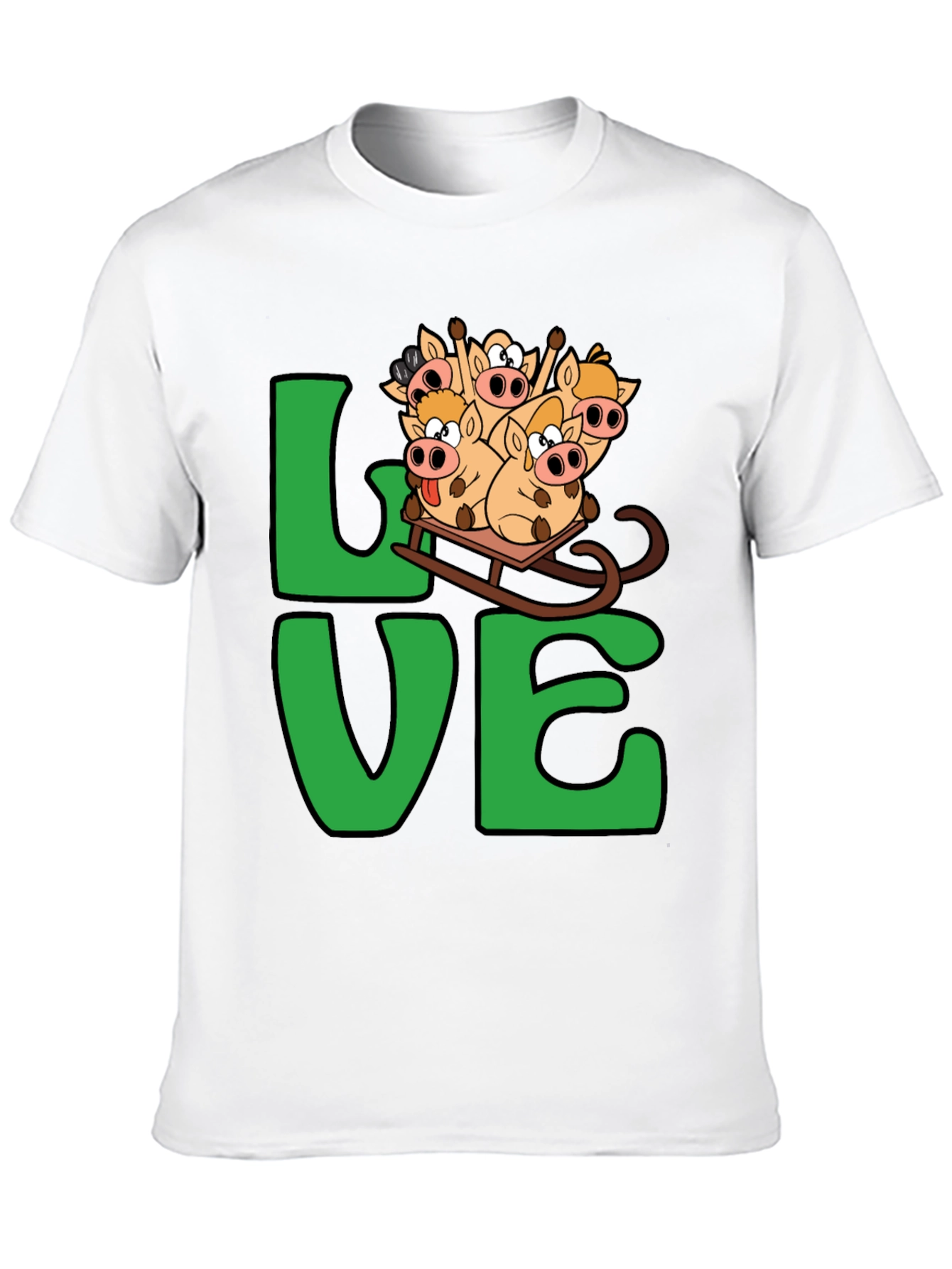 Funny Pig Sleigh Ride Graphic Tee - Holiday Love!