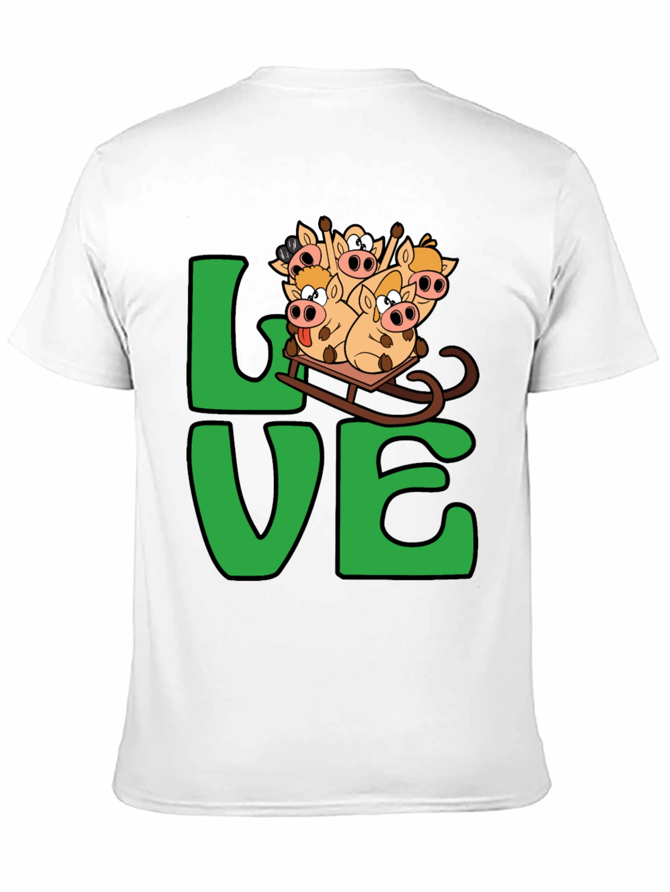 Funny Pig Sleigh Ride Graphic Tee - Holiday Love!
