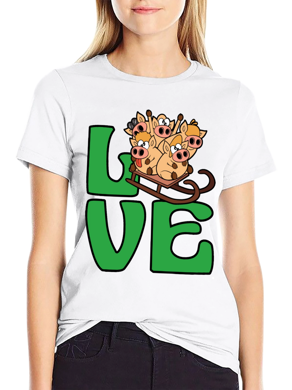 Funny Pig Sleigh Ride Graphic Tee - Holiday Love!