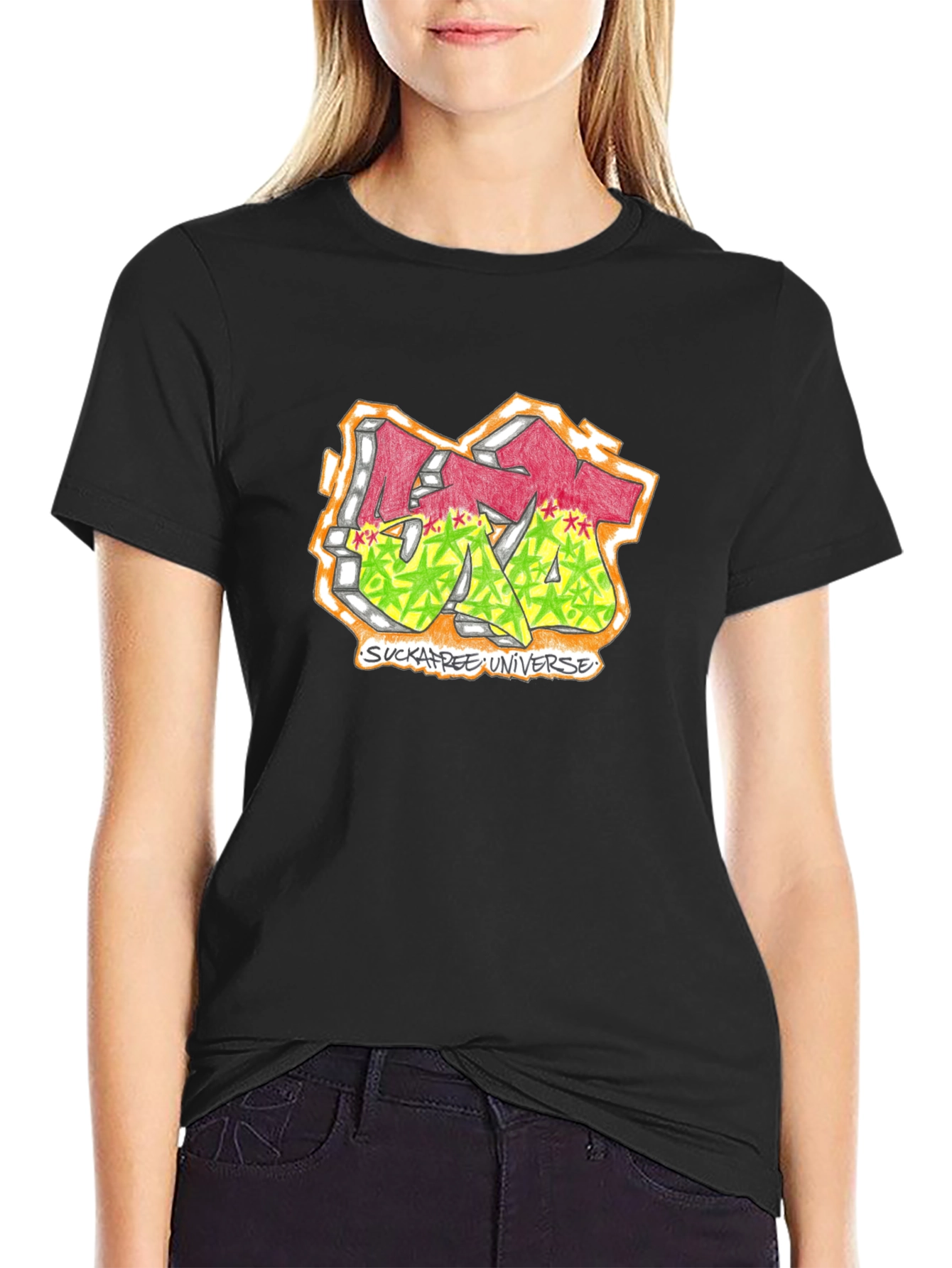Sucka Free Universe Graphic T-Shirt - Black