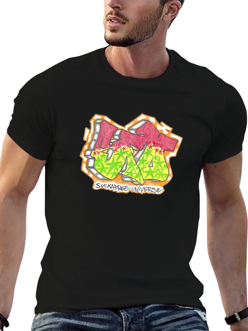 Sucka Free Universe Graphic T-Shirt - Black