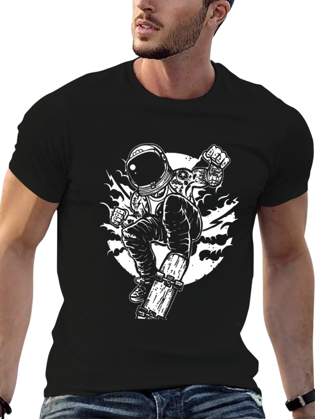 Skateboarding Astronaut Graphic Tee