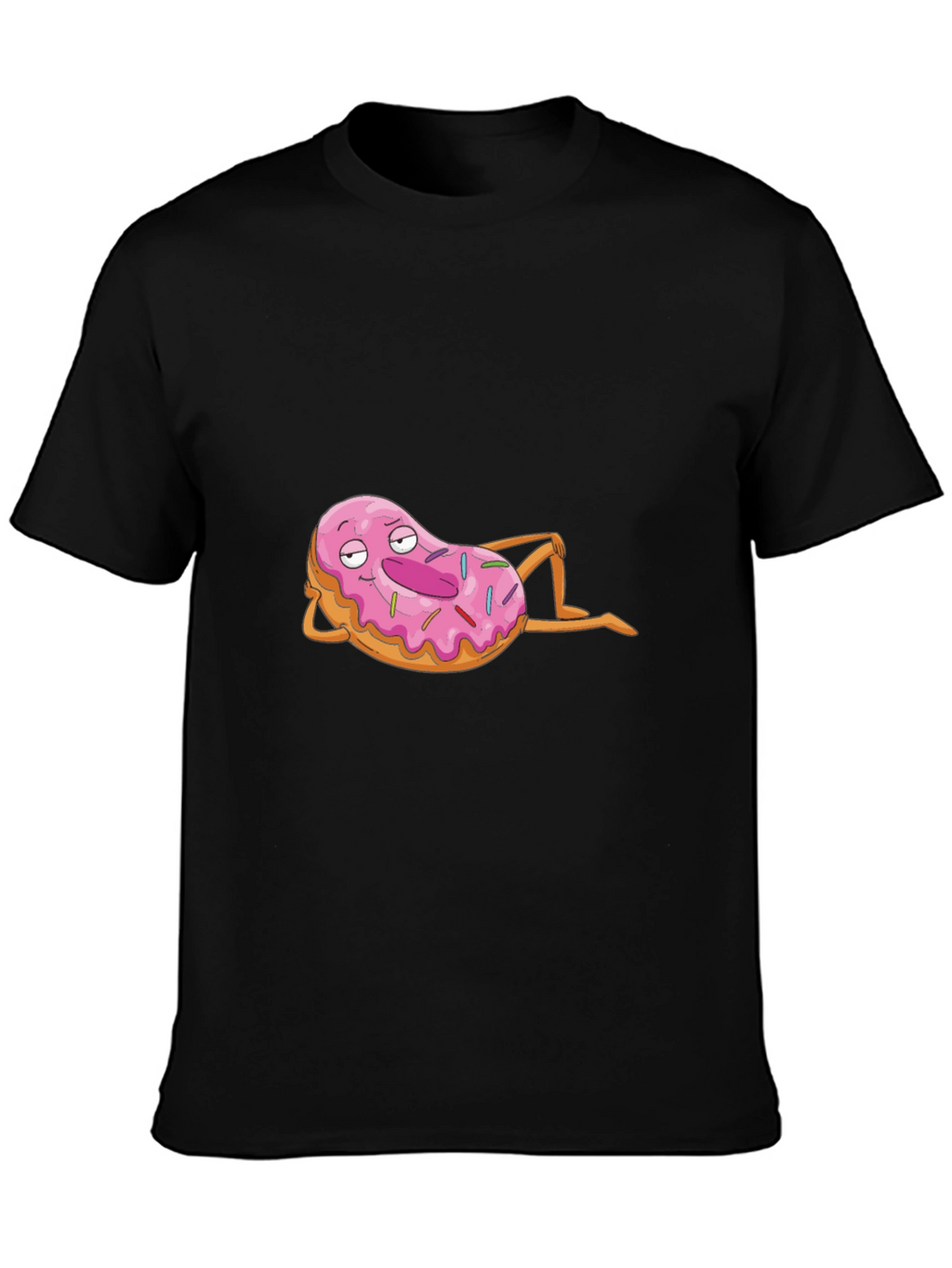 Chill Donut Cartoon Black T-Shirt