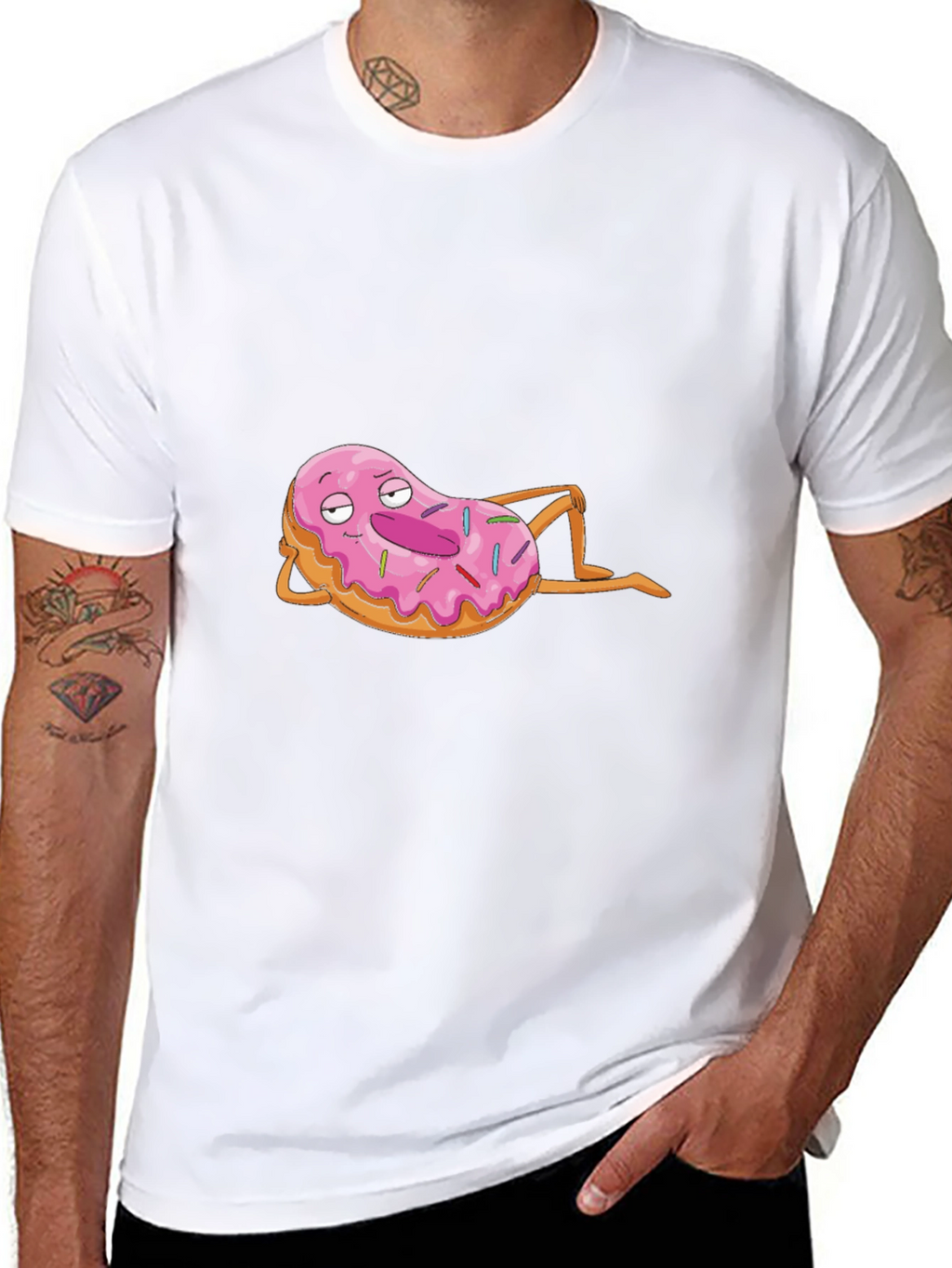 Chill Donut Cartoon Black T-Shirt