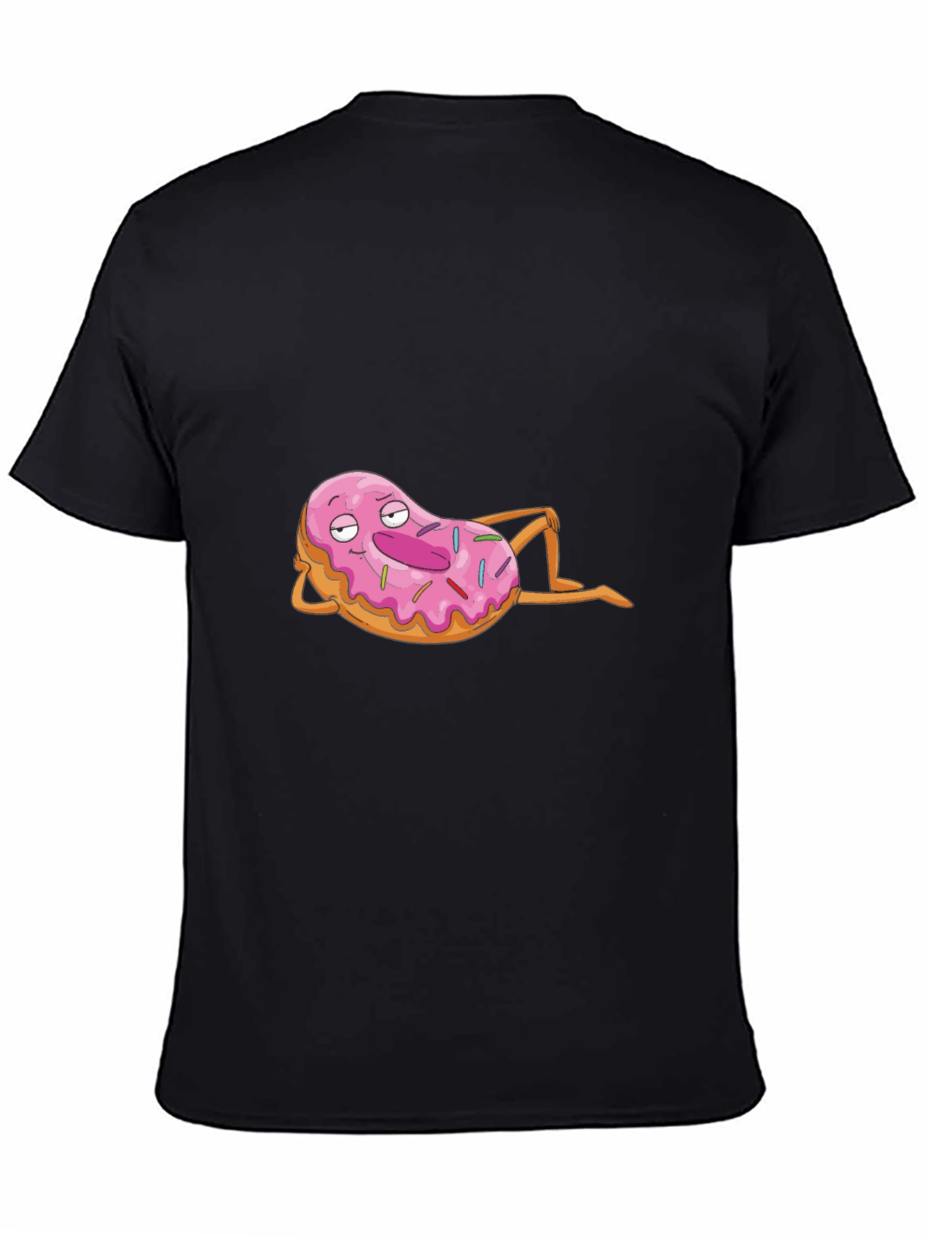 Chill Donut Cartoon Black T-Shirt