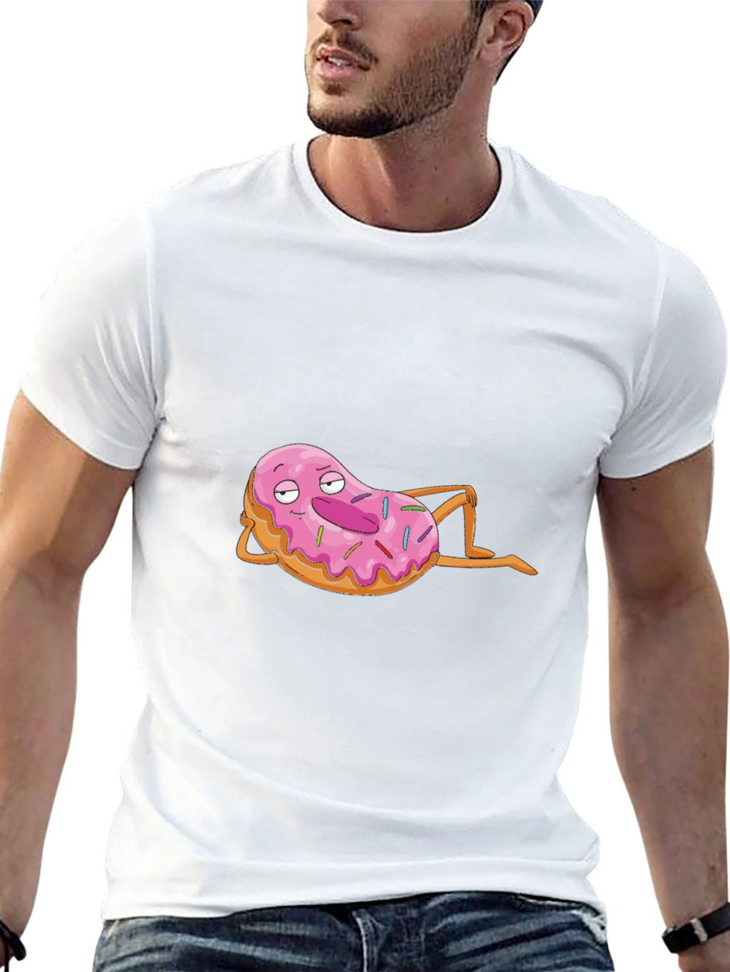 Chill Donut Cartoon Black T-Shirt