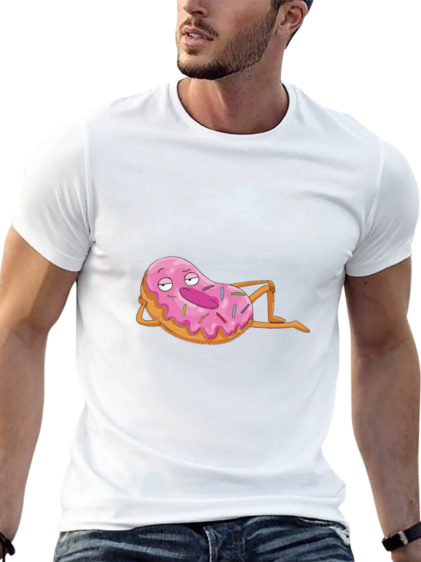 Chill Donut Cartoon Black T-Shirt