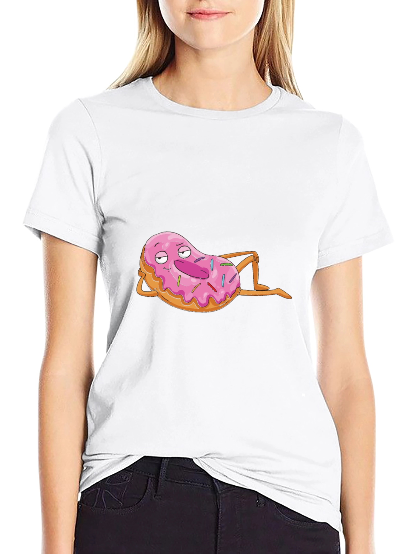 Chill Donut Cartoon Black T-Shirt