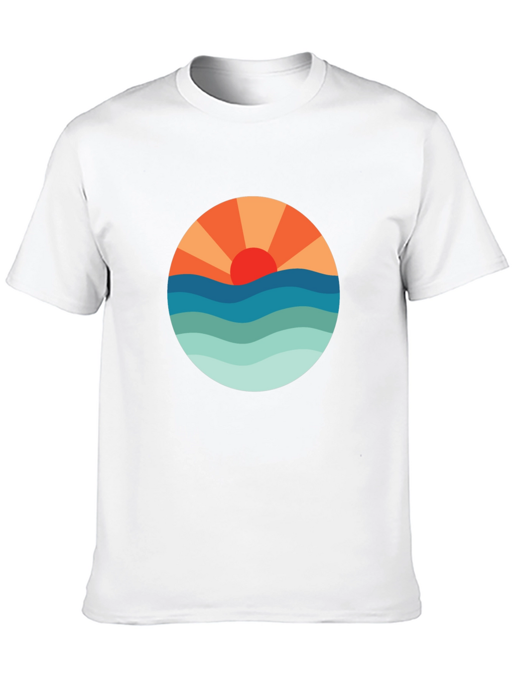 Sunset Waves Graphic Tee - Black Cotton Blend