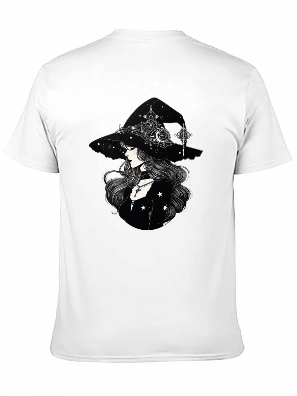 Celestial Witch Graphic Tee - Black Cotton Shirt