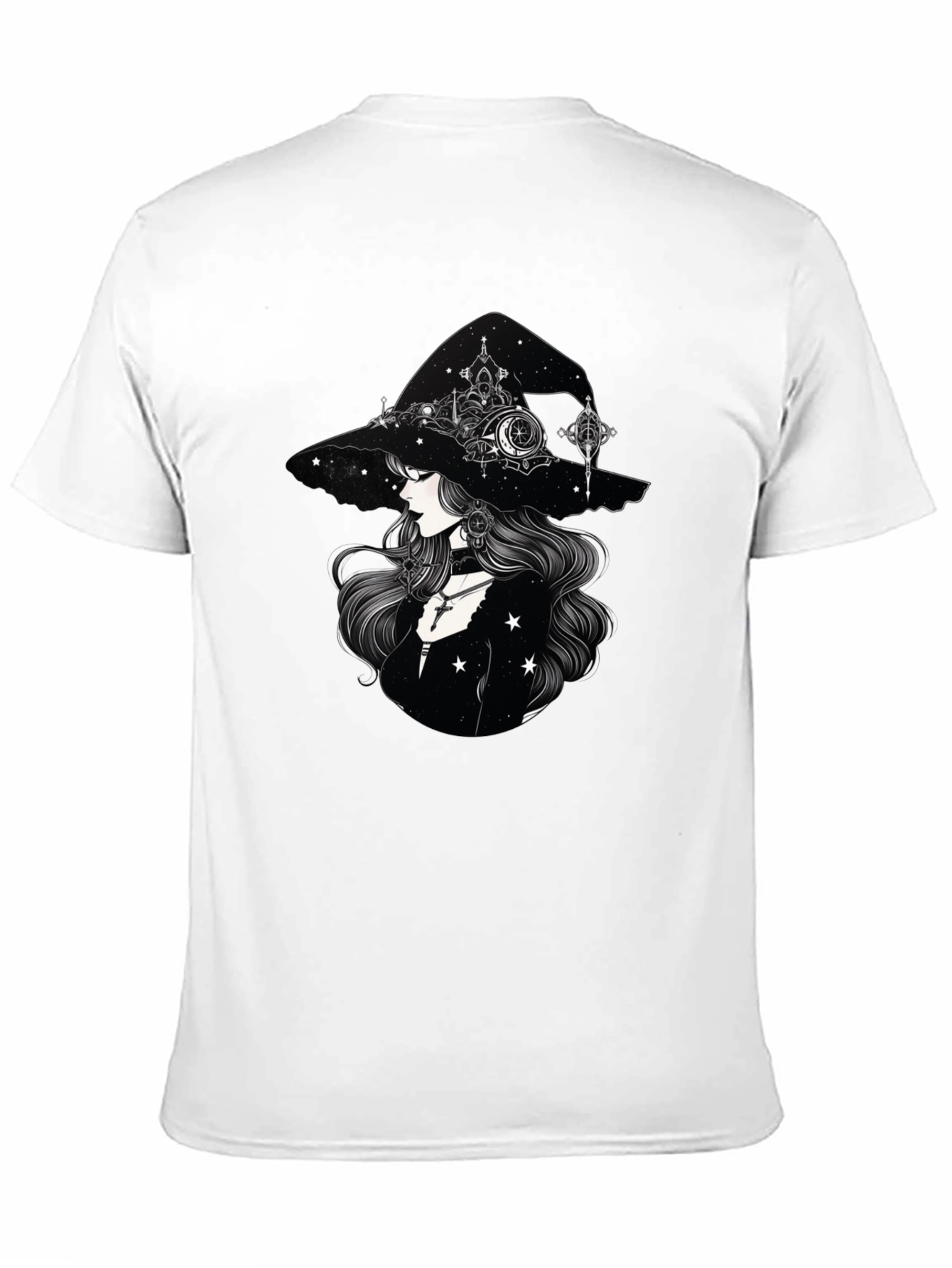 Celestial Witch Graphic Tee - Black Cotton Shirt